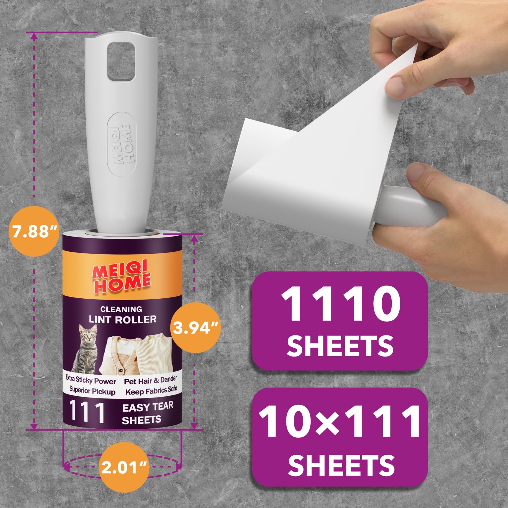 Lint Rollers for Pet Hair Extra Sticky, 1110 Sheets Mega Value Set Lint Roller with 5 Upgraded Handles, 10 Rollers Portable Pet Lint Remover for Clothes, Furniture, Carpet, Dog & Cat Hair Removal 🍁 All In One Marketplace Canada