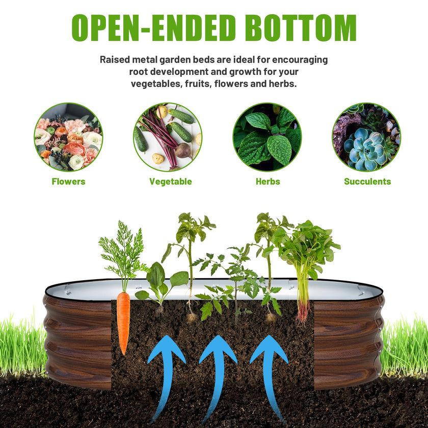 SnugNiture Galvanized Raised Garden Bed Outdoor, 2 Pcs 4x2x1ft Oval Metal Planter Box for Planting Plants Vegetables, Brown 🍁 All In One Marketplace Canada