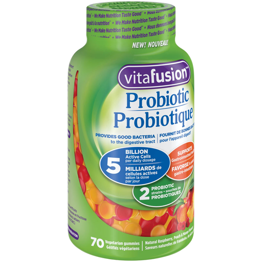 Vitafusion Probiotic Gummies - Provides Good Bacteria to the Digestive Tract, 5 Billion Active Cells, 2 Probiotic Strains, Supports Gastrointestinal Health, 35-Day Supply - 70 Count 🍁 All In One Marketplace Canada