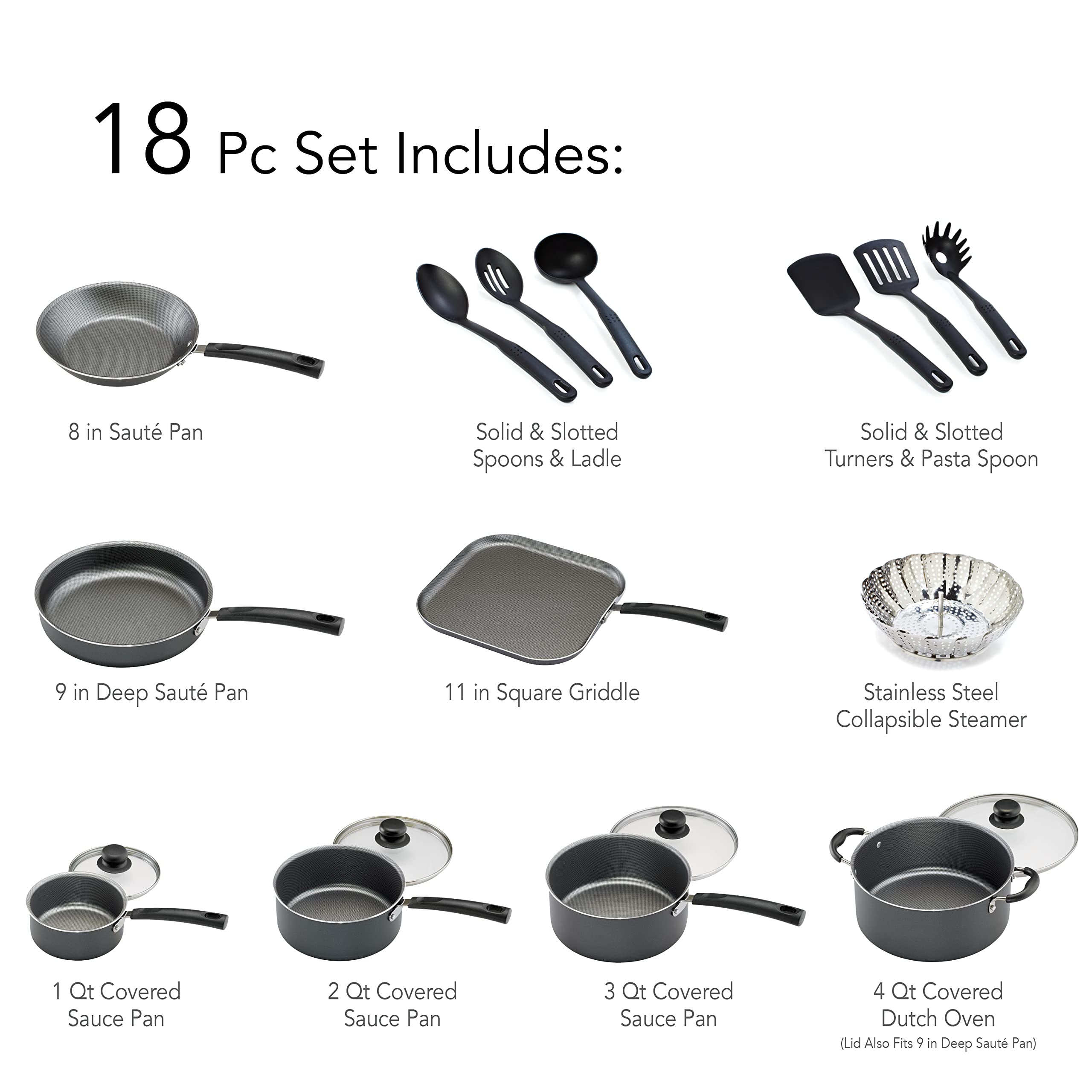 Tramontina PrimaWare 18-Piece Nonstick Cookware Set, Gray 🍁 All In One Marketplace Canada