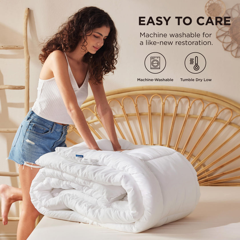 Bedsure White Duvet Insert Queen - Quilted Comforters Queen Size, All Season Duvet, GentleSoft Down Alternative Bedding, with 8 Tabs, Gifts for Women/Men, White, Queen 88 x 88 Inches 🍁 All In One Marketplace Canada