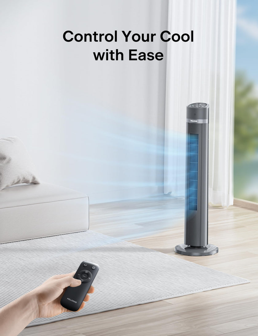 PELONIS Oscillating Tower Fan with Remote Control 40’’ Quiet Stand Up Fan with 3 Speed Settings and 3 Modes 15-Hour Timer LED Display for Bedroom Home Office Use, Black 🍁 All In One Marketplace Canada