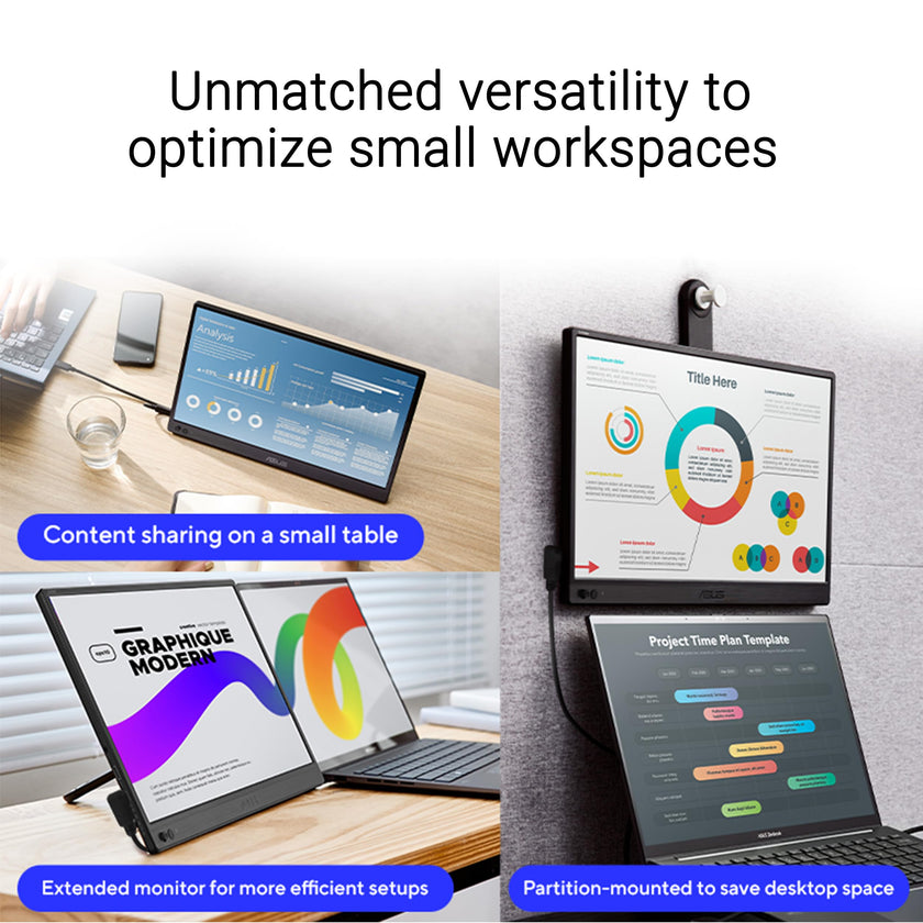 ASUS ZenScreen 15.6” Portable Monitor for Laptop (MB169CK) - Dual USB-C, Mini-HDMI, Plug & Play External Screen for Travel Dual Setup, Full HD, IPS, Anti-Glare Surface, 360° Kickstand, 3yr Warranty 🍁 All In One Marketplace Canada