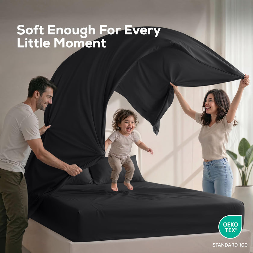 Utopia Bedding Queen Bed Sheet Set - 4 Piece Bedding - Soft Brushed Microfiber Fabric - Shrinkage & Fade Resistant - Easy Care (Black) 🍁 All In One Marketplace Canada