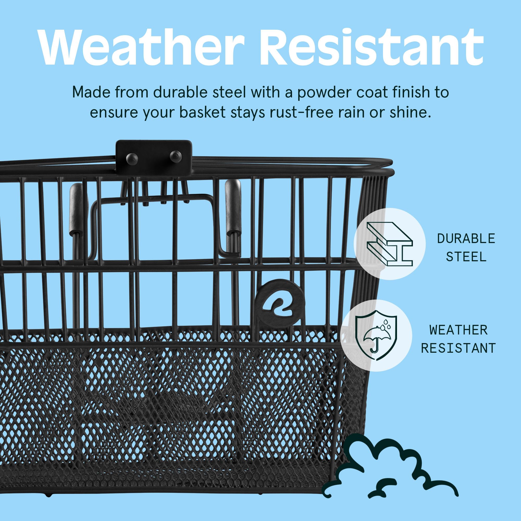 Retrospec Apollo Detachable Front Bike Basket Steel Half-Mesh with Integrated Detachable Hooks and Built-in Handle, Easy Assembly and Portability for Bicycles 🍁 All In One Marketplace Canada