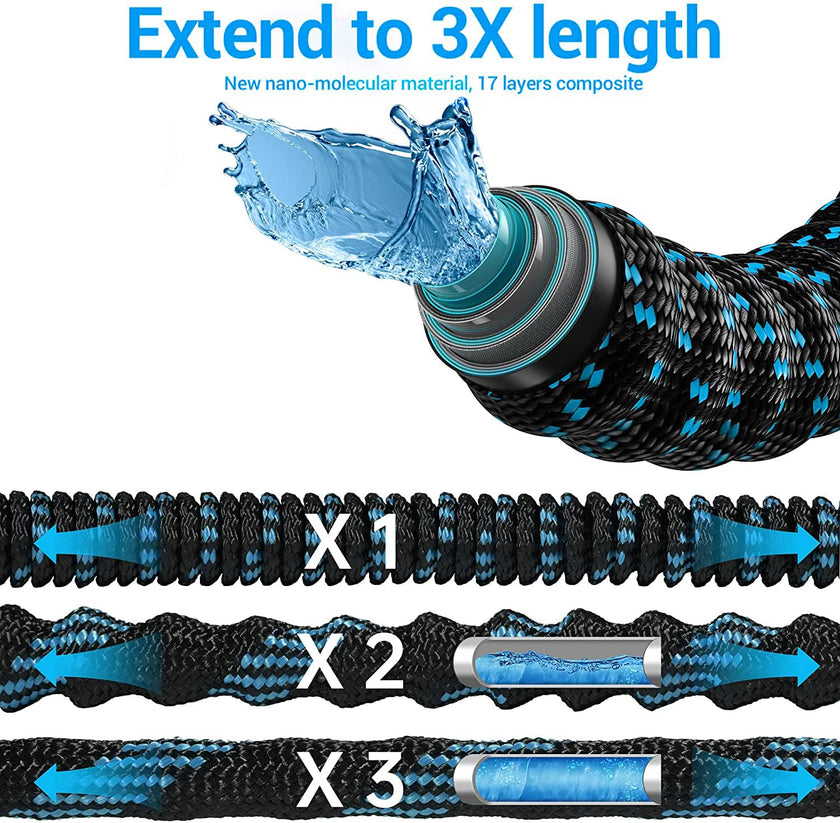 200 ft Expandable Garden Hose with 10 Spray Nozzle - Heavy Duty Superior Strength 3750D - 4 -Layer Latex Core - Expanding Water Hoses - Extra Strong Brass Connectors/Storage Bag 🍁 All In One Marketplace Canada