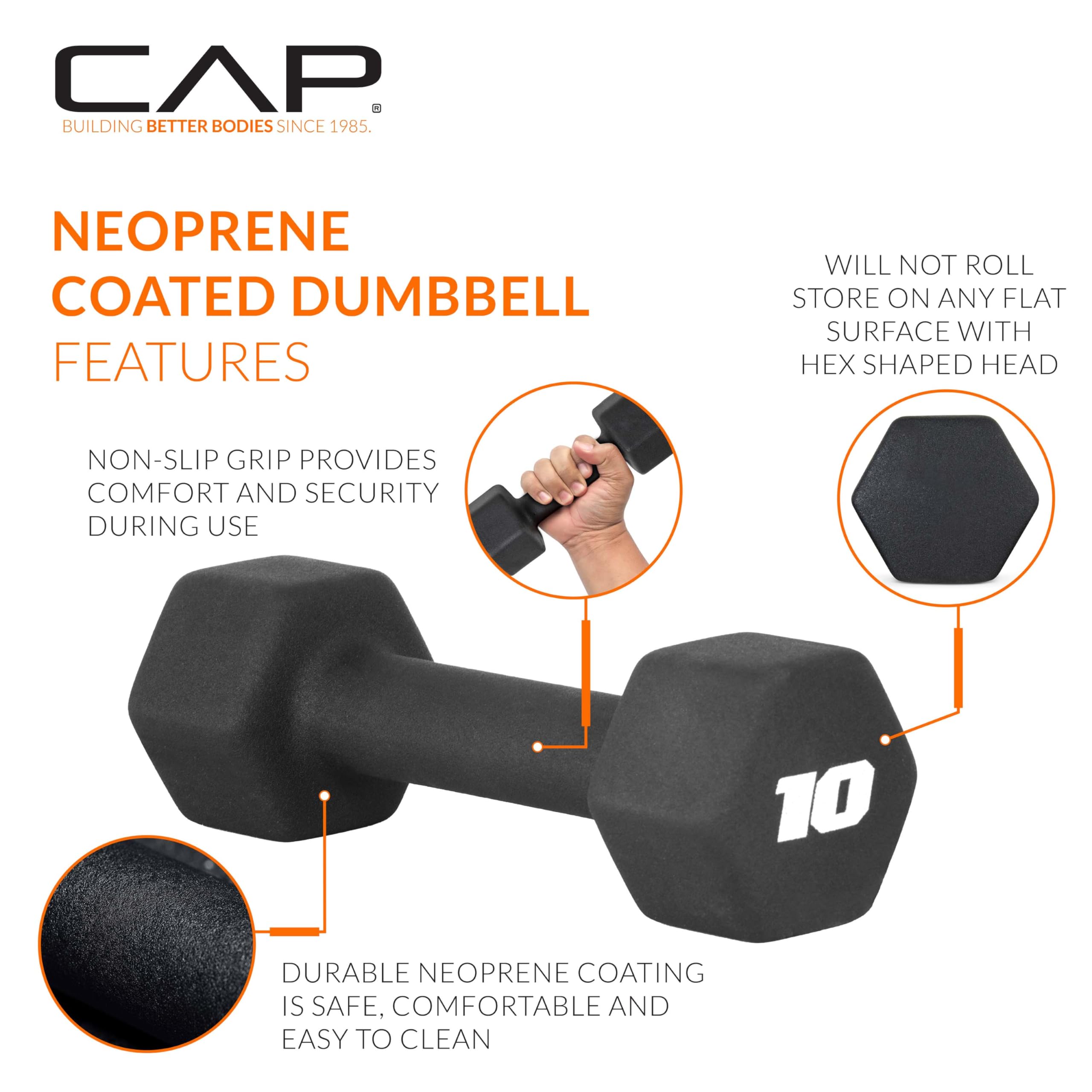 CAP Barbell Neoprene Dumbbell Weights, 10 lb Pair, Black 🍁 All In One Marketplace Canada