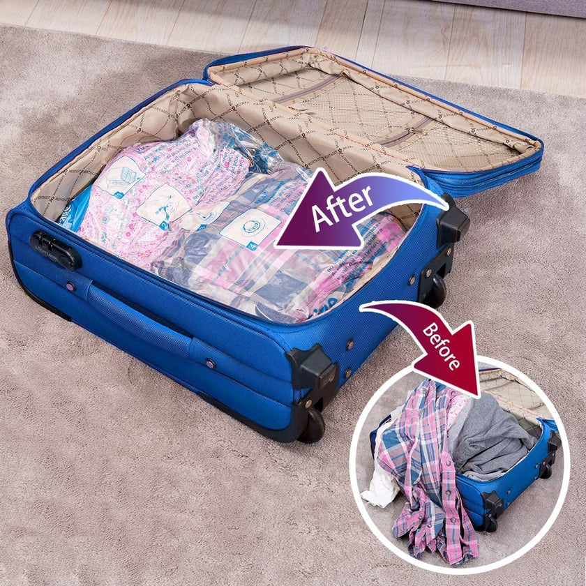Vacuum Storage Bags 8 Medium, Space Saver Sealer Bags, Airtight Compression Bags for Clothes, Pillows, Comforters, Blankets, Bedding 🍁 All In One Marketplace Canada