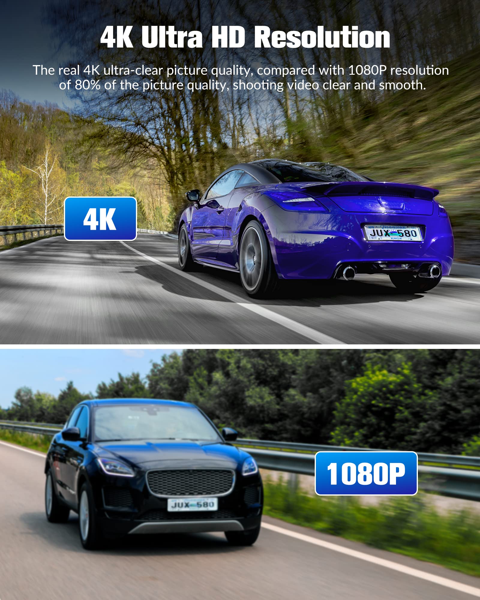 Dash Camera for Cars, 4K Dash Cam Front and Rear, Triple Car Camera with 32GB Card,Built-in IR Night Vision,2.0'' IPS Screen,170°Wide Angle,WDR,HDR,G-Sensor,24H Parking Mode, Loop Recording 🍁 All In One Marketplace Canada