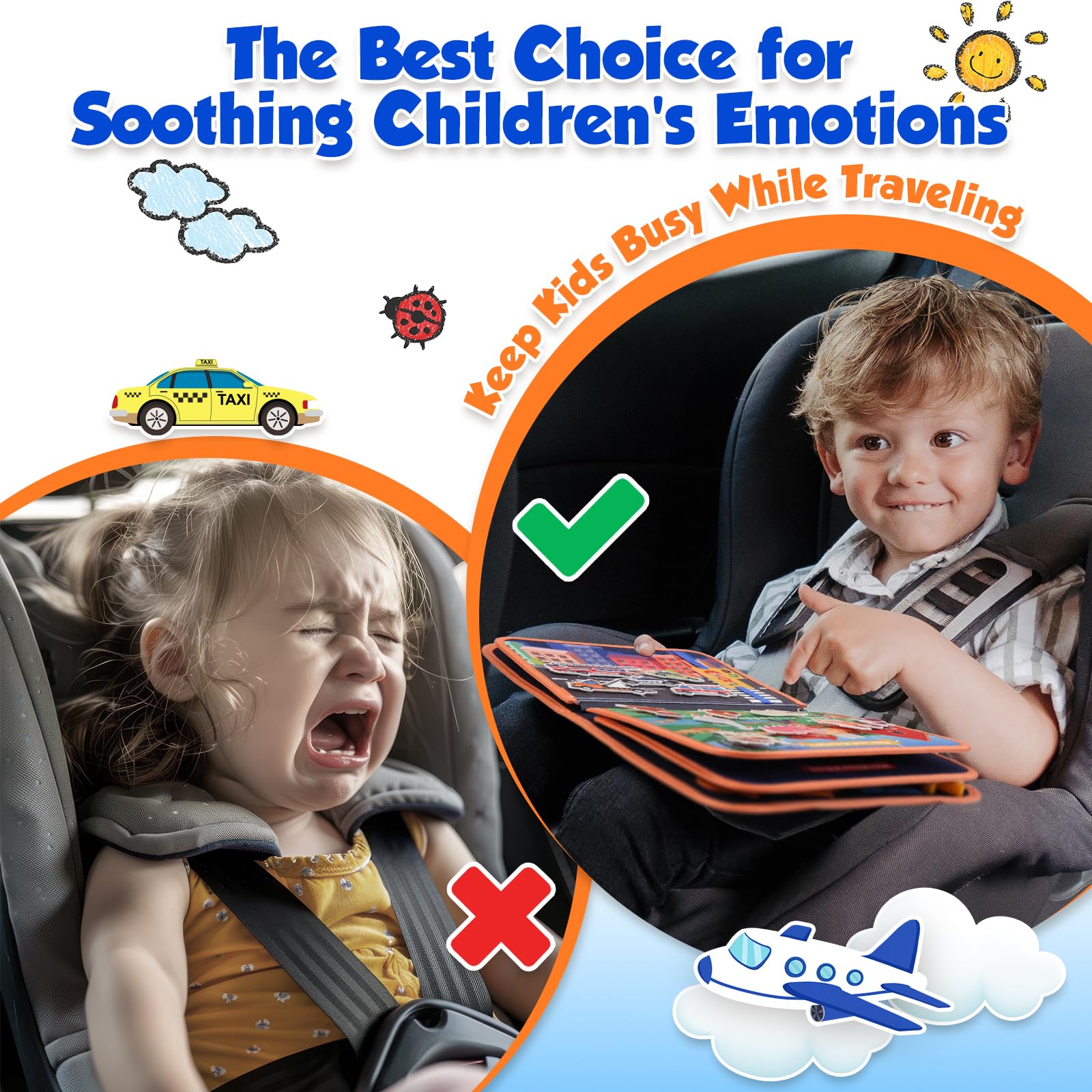ZOOI Toddler Toys Busy Board - Montessori Toys for 1-5 Year Old Boy Girl Birthday Gifts for Kids, Sensory Toys Baby Essentials, Busy Book for Toddlers 1-5 Year Old, Airplane Activities Toys Gifts 🍁 All In One Marketplace Canada