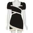 Women's Solid Color Slim High Waist Lace Square Collar Dress – A-Line Summer Dress