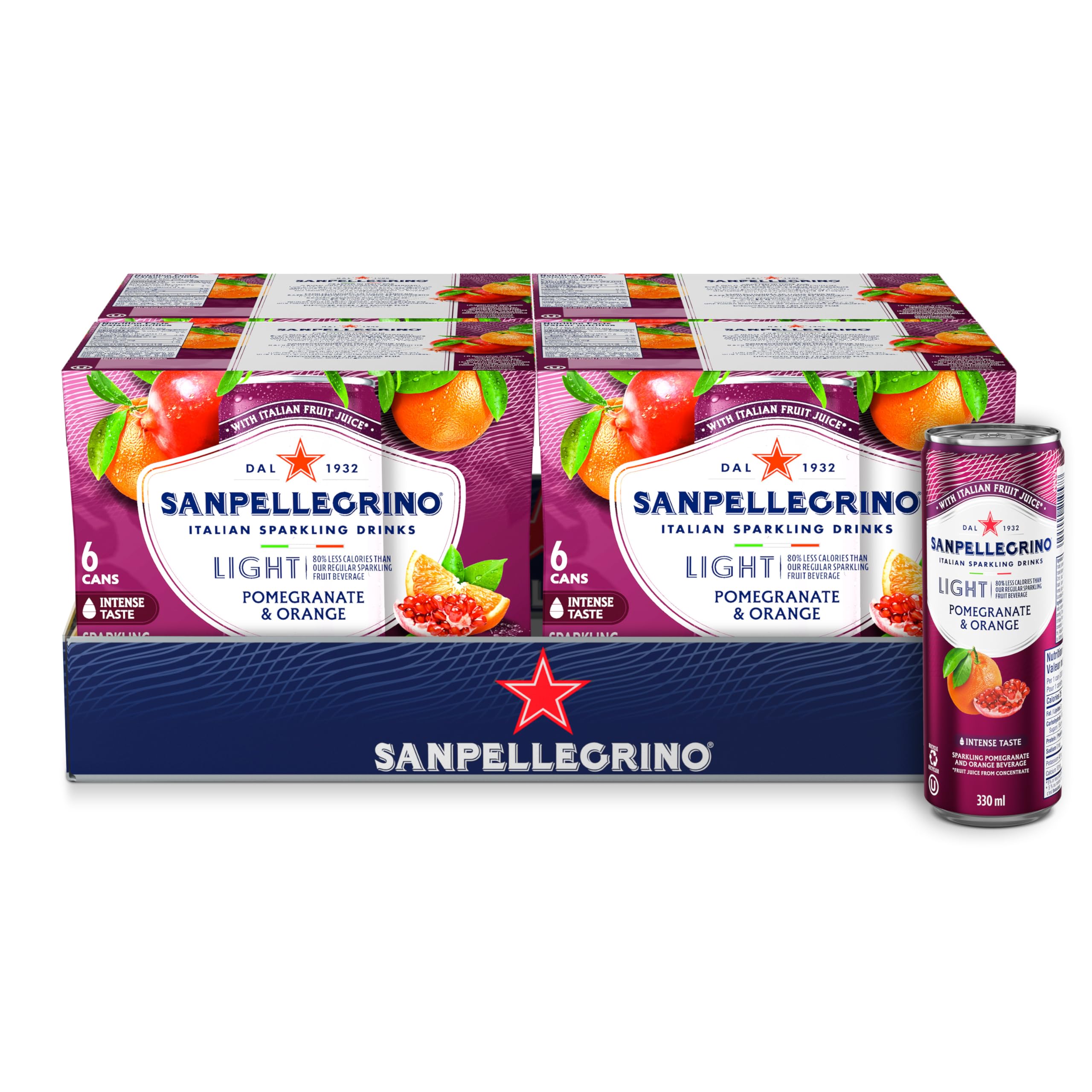 San Pellegrino Light Pomegranate & Orange, Sparkling Beverage, 24 x 330ml 🍁 All In One Marketplace Canada
