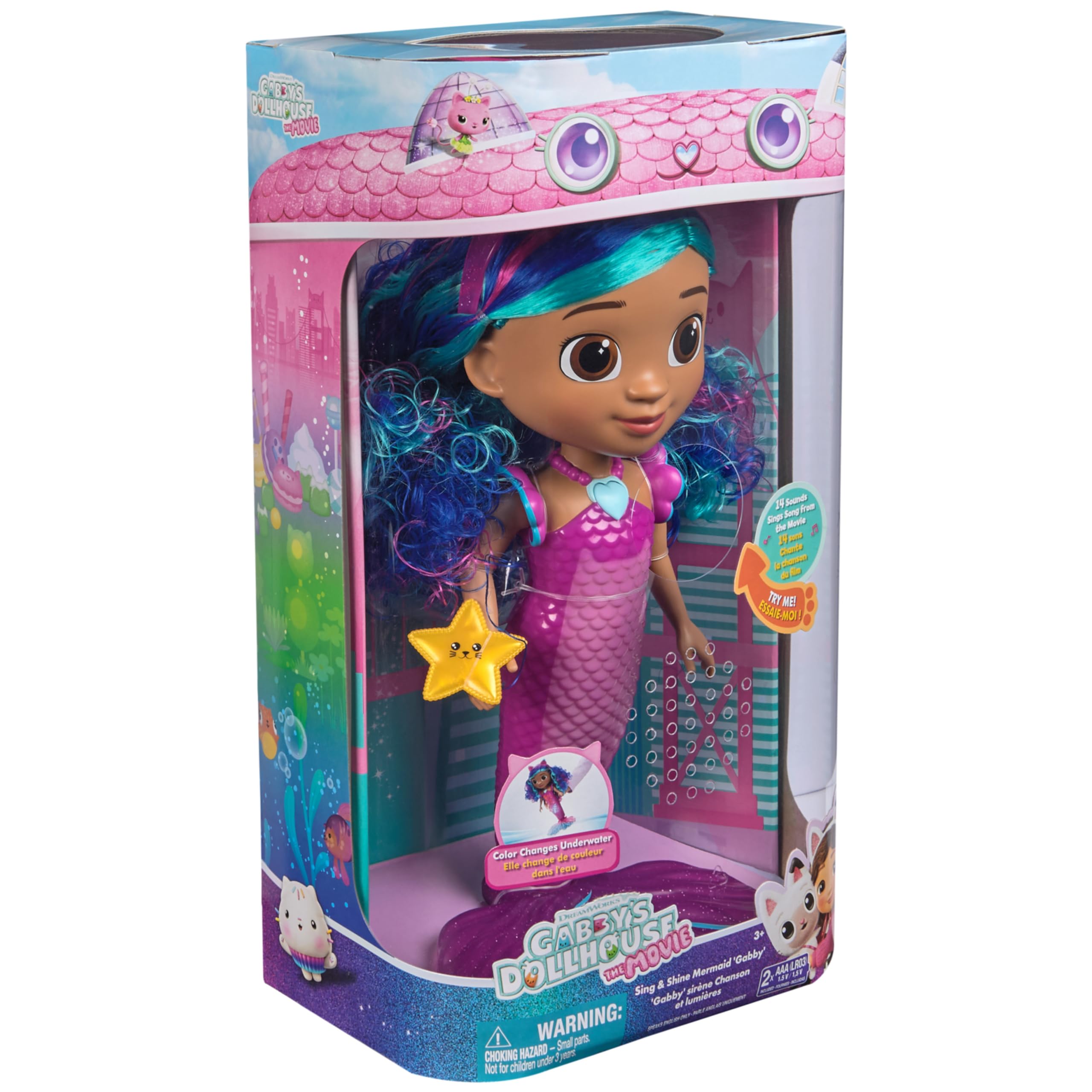 DreamWorks GABBY'S Dollhouse The Movie, Sing & Shine Mermaid Gabby, Waterproof Mermaid Doll with Lights & Sounds, Kids Toys for Girls & Boys Ages 3 and Up 🍁 All In One Marketplace Canada