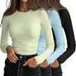 Women's 3D Print Crew-Neck Slim-Fit Long-Sleeve T-Shirt | Canada & USA