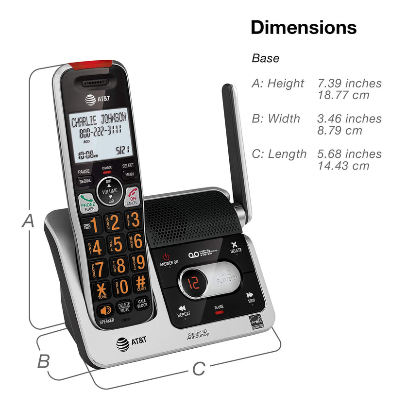 AT&T BL102-2 DECT 6.0 2-Handset Cordless Phone for Home with Answering Machine, Call Blocking, Caller ID Announcer, Audio Assist, Intercom, and Unsurpassed Range, Silver/Black 🍁 All In One Marketplace Canada