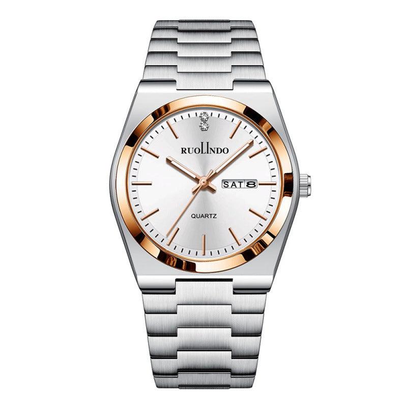 Men's Ultra-Thin Quartz Watch – Stainless Steel Band, Butterfly Clasp, 10 Colors