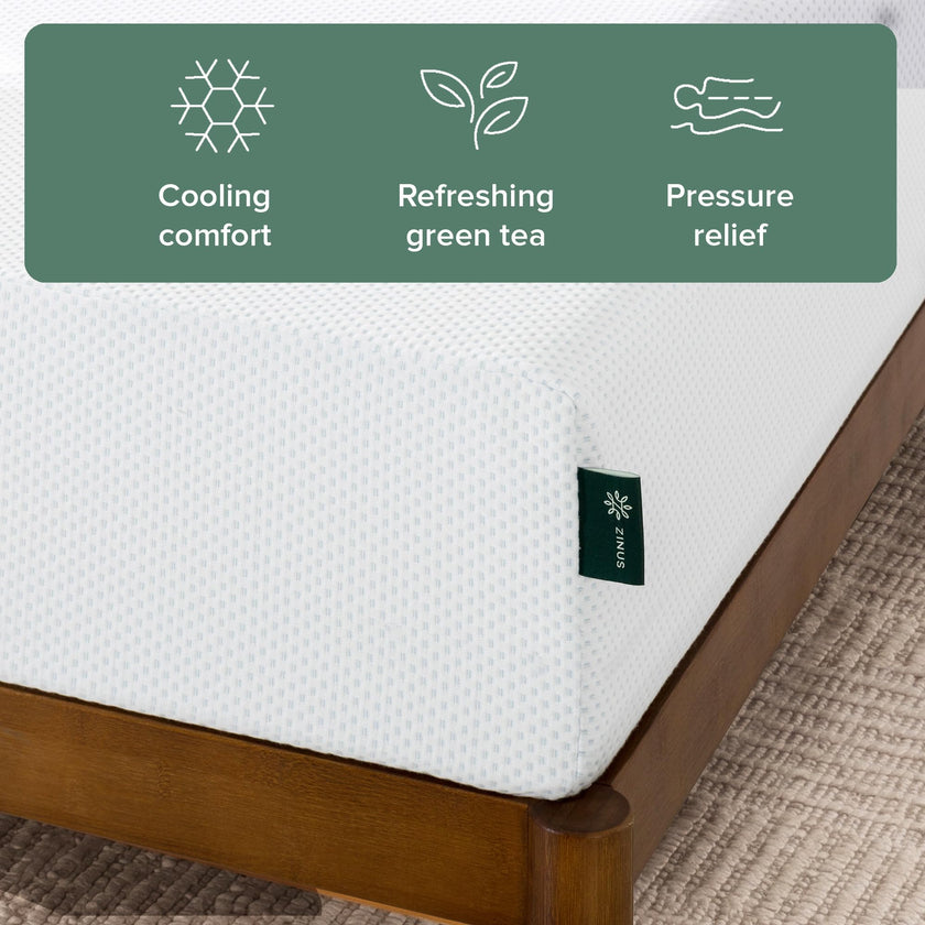Zinus Full Mattress - 8 Inch Green Tea Cooling Gel Memory Foam Mattress, Pressure Relief, for Cool Sleep, CertiPUR-US Certified Foam, Mattress in a Box, 10-Year Warranty, Full Size 🍁 All In One Marketplace Canada