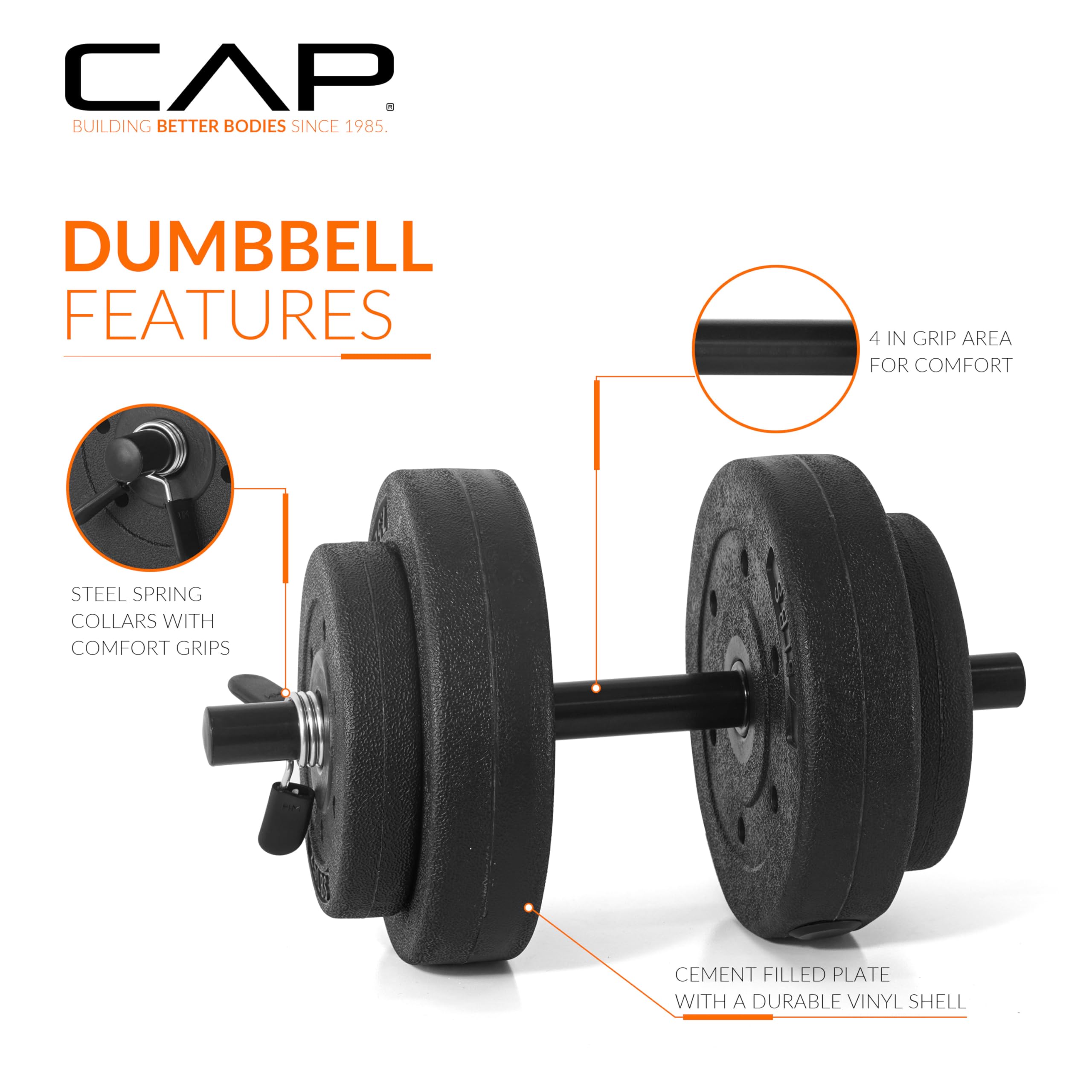 CAP Barbell 40-Pound Adjustable Cement Dumbbell Set – Versatile Vinyl Coated Weights for Home Gym Excellence 🍁 All In One Marketplace Canada