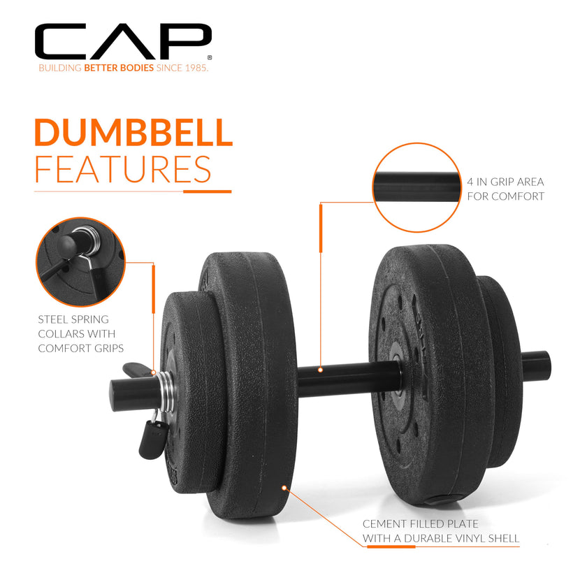 CAP Barbell 40-Pound Adjustable Cement Dumbbell Set – Versatile Vinyl Coated Weights for Home Gym Excellence 🍁 All In One Marketplace Canada
