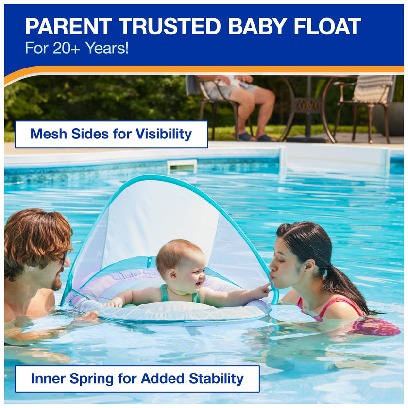 SwimWays Baby Spring Float, Baby Pool Float with Canopy, Swim Training PFD, Swimming Pool Accessories for Babies and Toddlers 9-24 Months, Shark 🍁 All In One Marketplace Canada