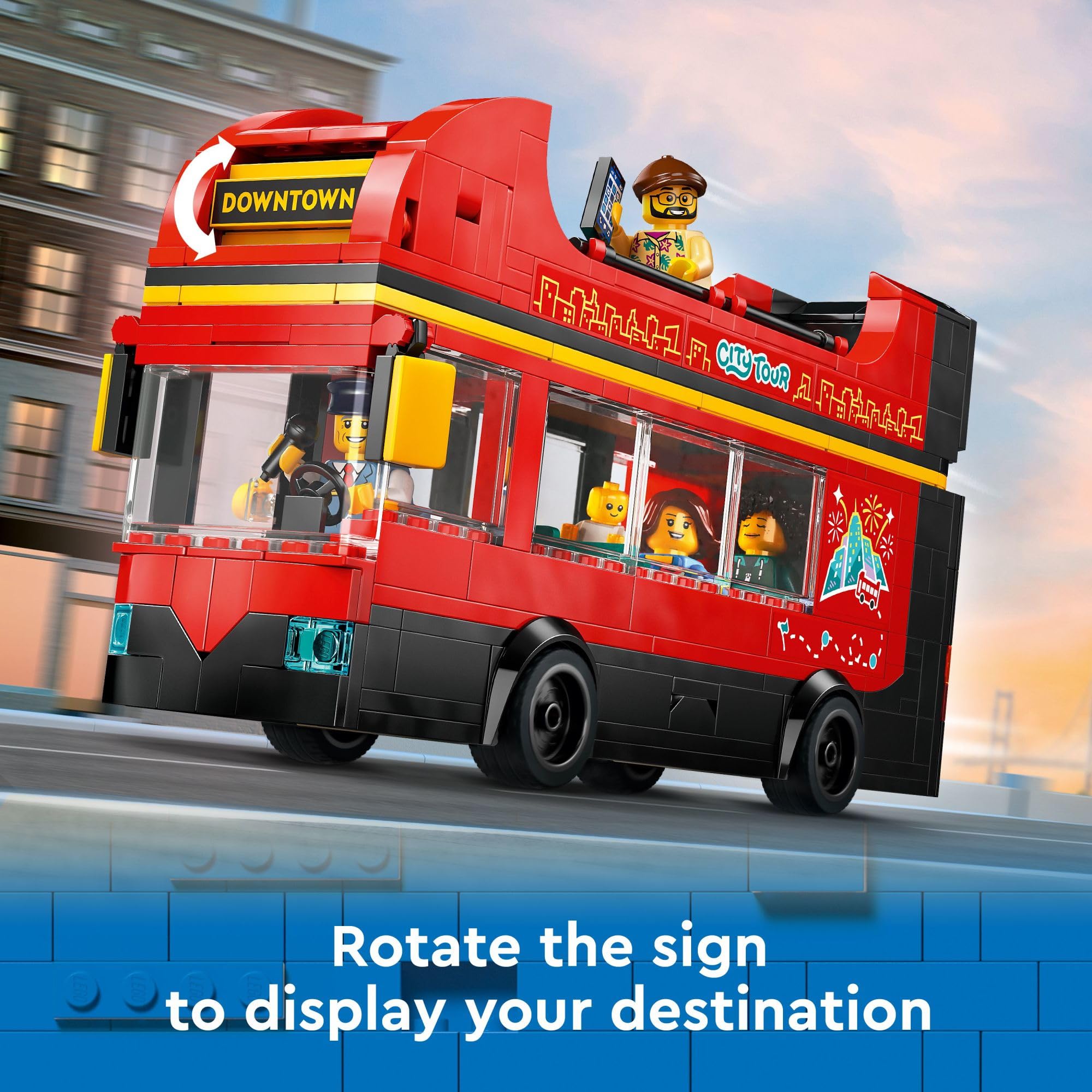 LEGO City Red Double-Decker Sightseeing Bus Toy Vehicle Set, Birthday Gift for 7 Year Olds, London Bus, for Kids, Double-Decker Bus Toy, 5 Characters Including a Baby and Stroller, 60407 🍁 All In One Marketplace Canada