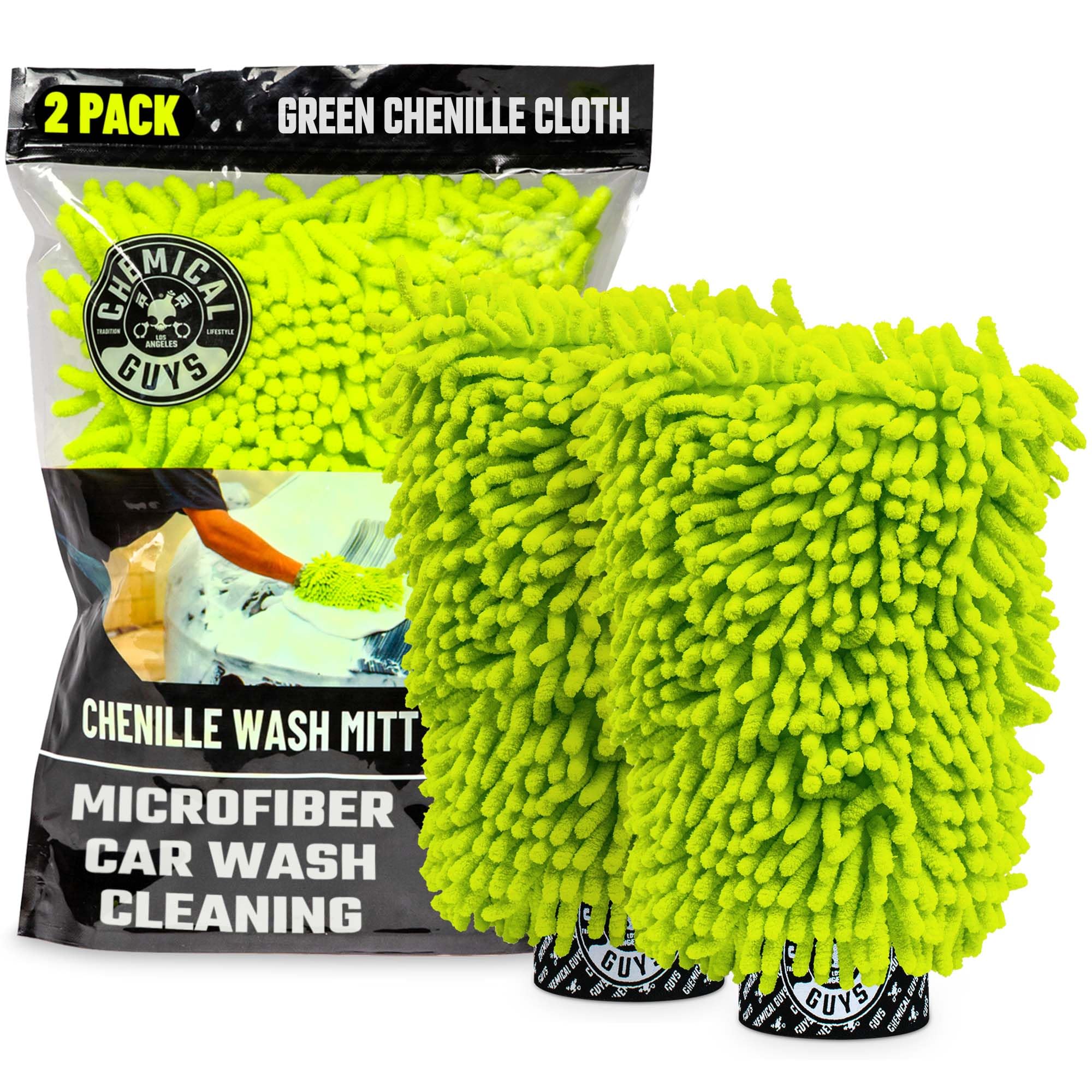 Chemical Guys Chenille Premium Scratch-Free Microfiber Wash Mitt Green, Great for Cars, Trucks, SUVs, RVs & More (2 Pack) 🍁 All In One Marketplace Canada