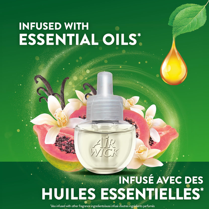 Air Wick Plug In Scented Oil Air Freshener Refills for Home – Infused with Essential Oils – 5 Count – Vanilla & Pink Papaya Scent 🍁 All In One Marketplace Canada
