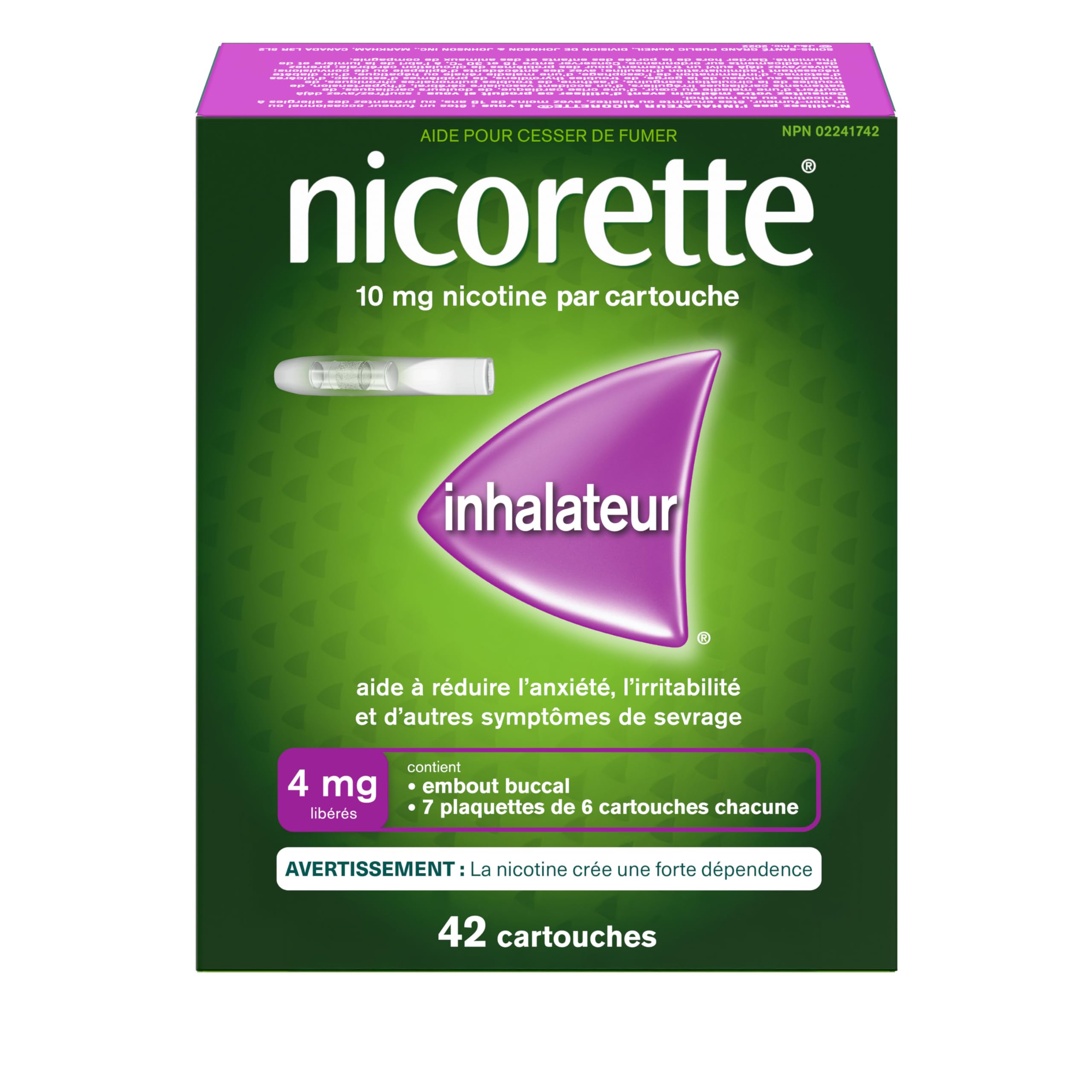 Nicorette 4mg Nicotine Inhaler – Clinically Proven Quit Smoking Aid with Hand-to-Mouth Action, Helps Reduce Cravings & Withdrawal, NRT for Adults Quitting Cigarettes, 42 Cartridges 🍁 All In One Marketplace Canada