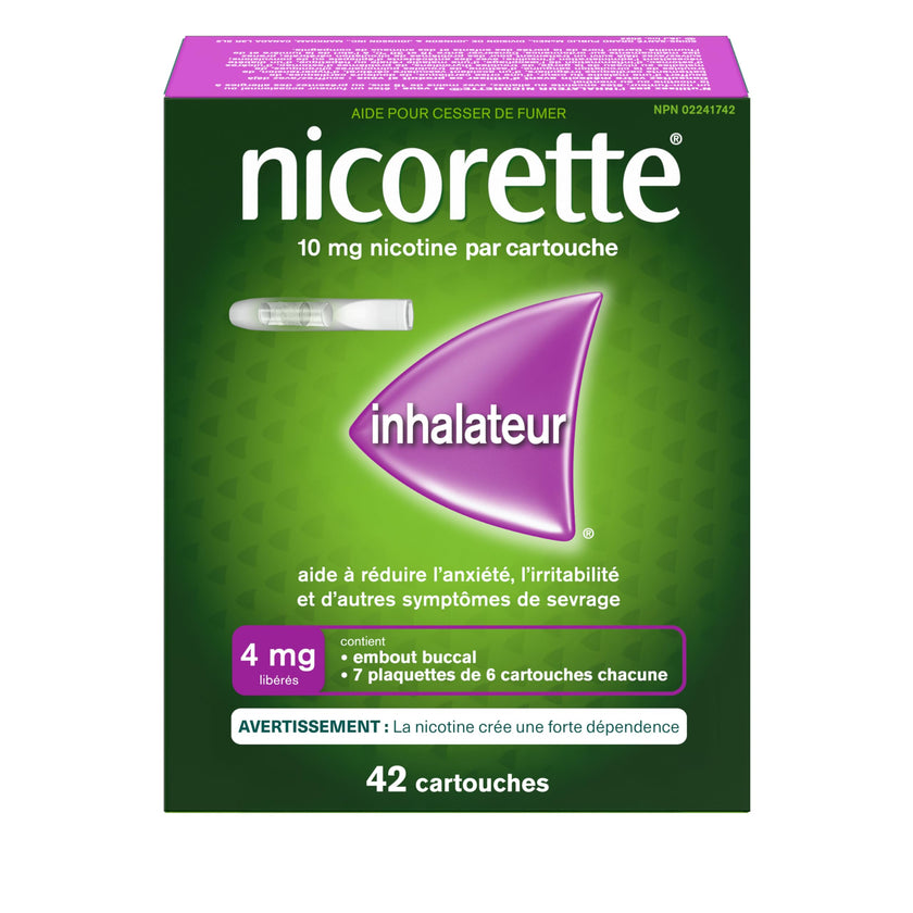 Nicorette 4mg Nicotine Inhaler – Clinically Proven Quit Smoking Aid with Hand-to-Mouth Action, Helps Reduce Cravings & Withdrawal, NRT for Adults Quitting Cigarettes, 42 Cartridges 🍁 All In One Marketplace Canada