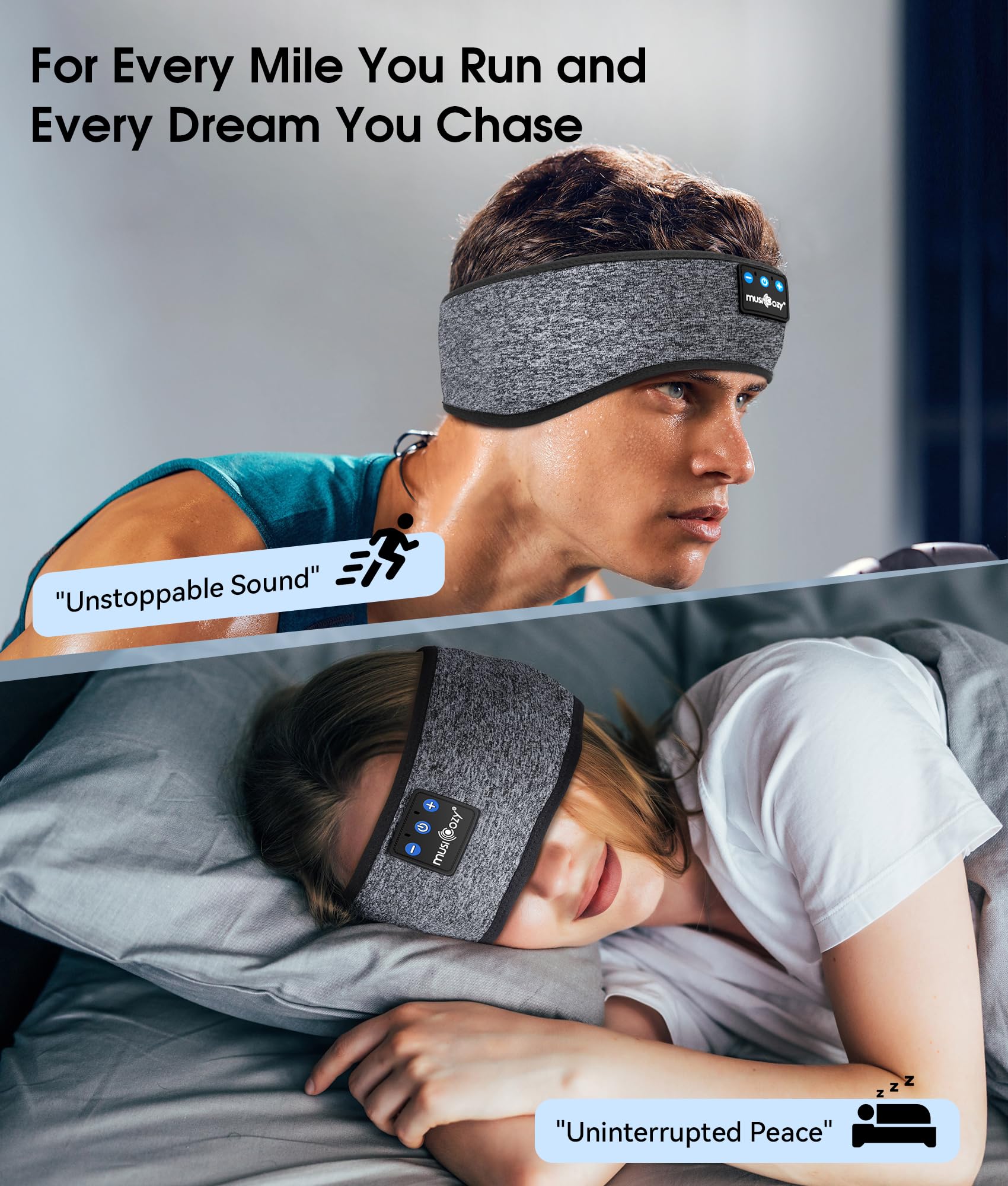 MUSICOZY Bluetooth 5.4 Sleep Headphones Headband, Wireless Sleeping Headphones Sleep Mask Earbuds IPX6 Waterproof for Side Sleepers Workout Running Insomnia Travel Yoga Cool Tech Gadgets Unique Gift 🍁 All In One Marketplace Canada