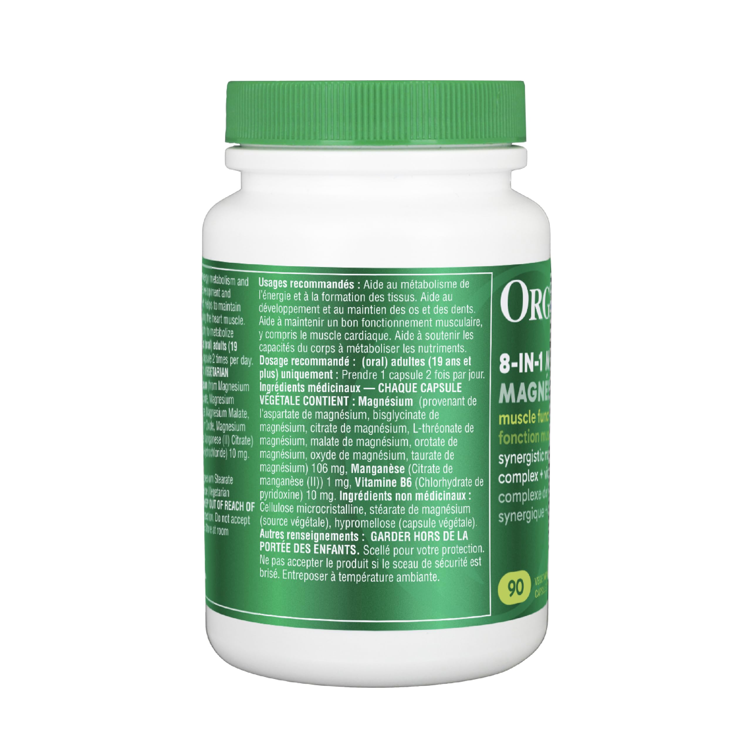 Organika Canadian-Made 8-In-1 Magnesium - 212mg Synergystic Magnesium Complex with Vitamin B6 to Support Muscle Function, Bone Health, Energy, and Cardiovascular Health | 90vcaps, 45 Servings 🍁 All In One Marketplace Canada