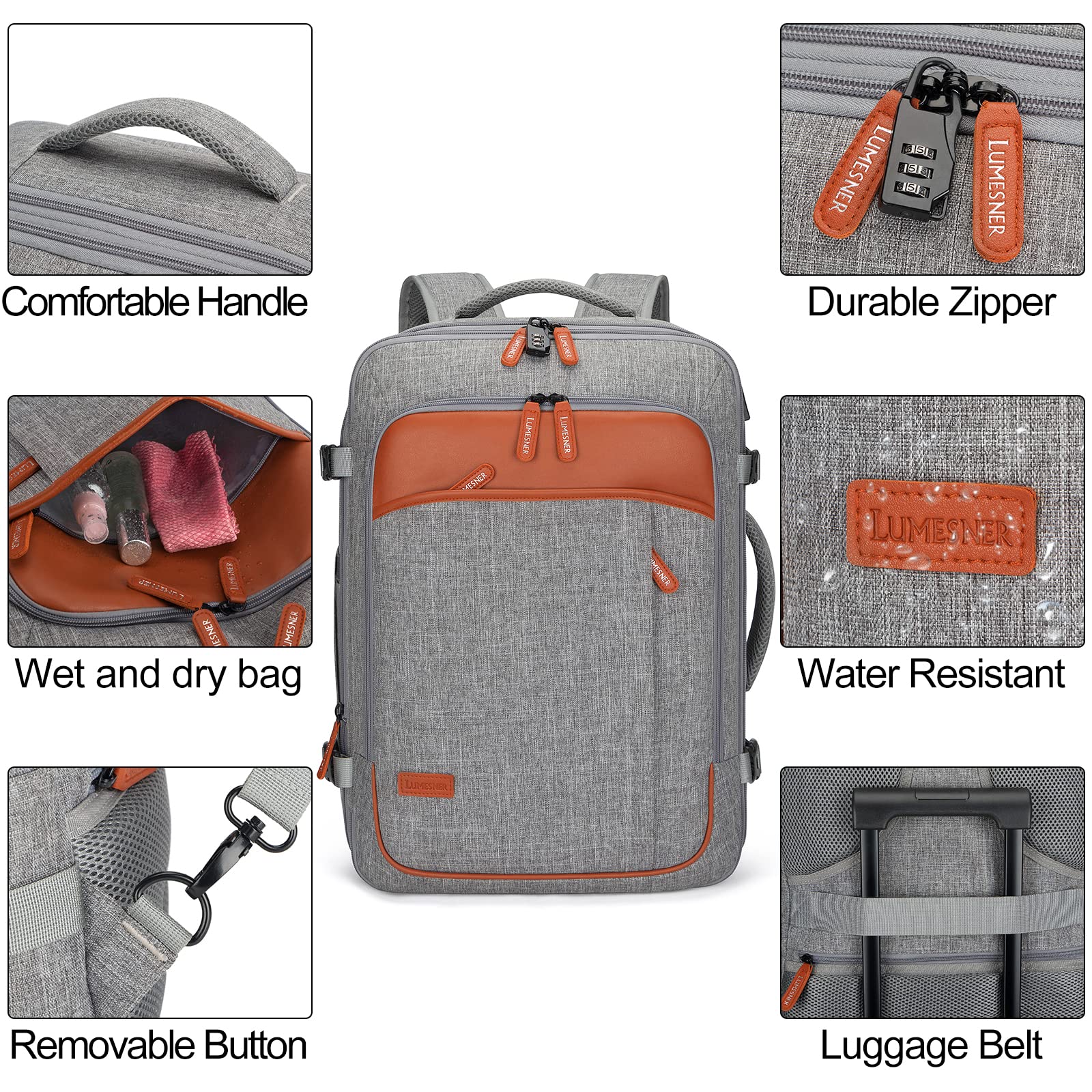 Carry on Backpack, Extra Large 40L Flight Approved Travel Backpack for Men & Women,Expandable Large Suitcase Backpacks With 4 Packing Cubes,Water Resistant Luggage Daypack Business Weekender Bag,Grey 🍁 All In One Marketplace Canada