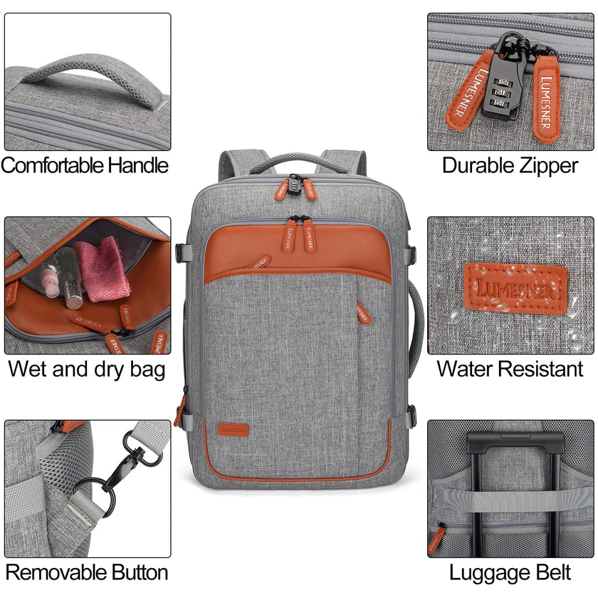 Carry on Backpack, Extra Large 40L Flight Approved Travel Backpack for Men & Women,Expandable Large Suitcase Backpacks With 4 Packing Cubes,Water Resistant Luggage Daypack Business Weekender Bag,Grey 🍁 All In One Marketplace Canada