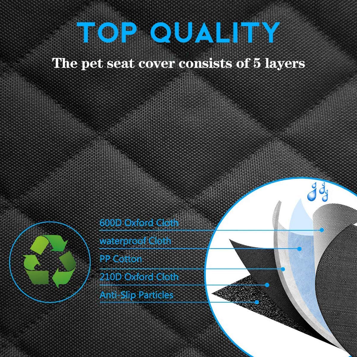 Portin Dog Car Seat Covers Pet Seat Cover, Waterproof Nonslip Bench Rear Seat Cover Compatible for Middle Seat Belt Fits Most Cars Trucks and SUVs MPVs (Black-Standard Size, 53in Wide) 🍁 All In One Marketplace Canada