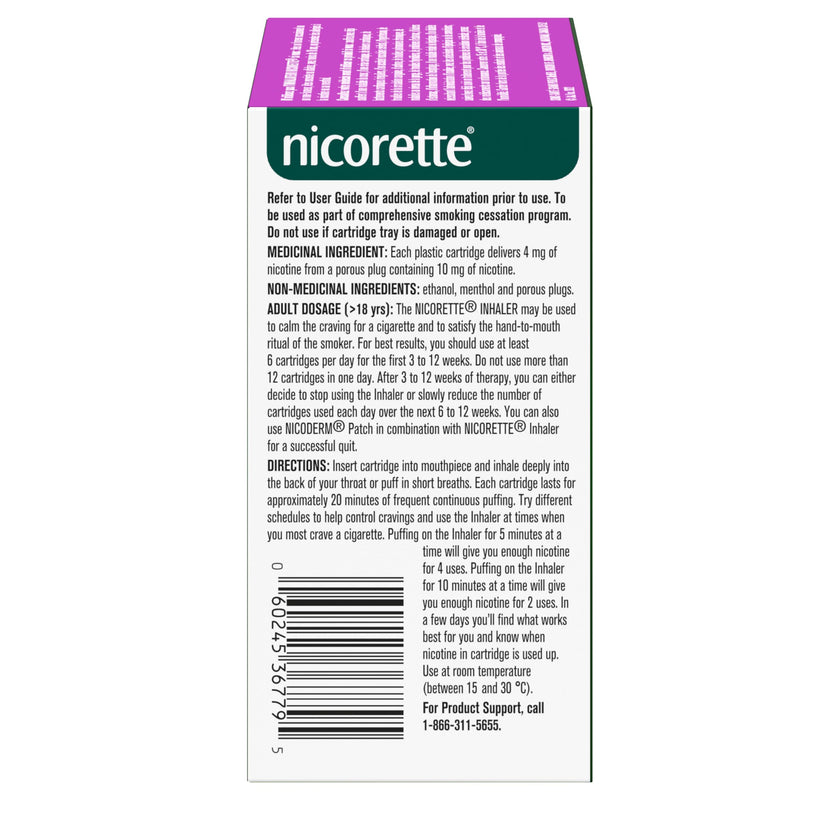 Nicorette 4mg Nicotine Inhaler – Clinically Proven Quit Smoking Aid with Hand-to-Mouth Action, Helps Reduce Cravings & Withdrawal, NRT for Adults Quitting Cigarettes, 42 Cartridges 🍁 All In One Marketplace Canada