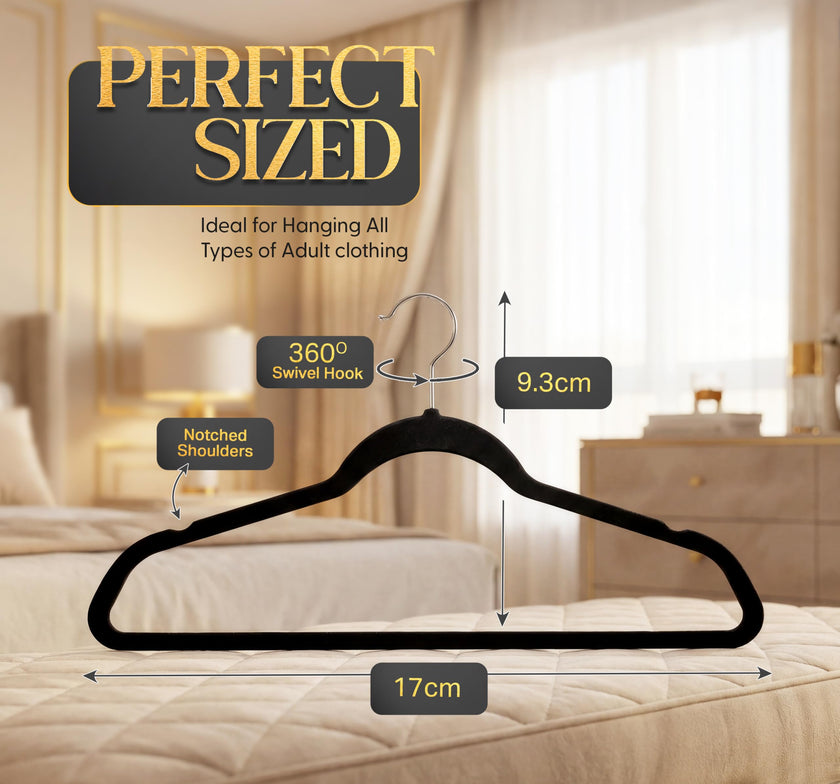 Beddora Black Velvet Hangers 50 Pack,Heavy Duty Coat Hanger for Closet - Felt Hangers for Space Saving Clothes Hanger - Pant Hanger for Shirts, Jackets,Dresses,Suit 🍁 All In One Marketplace Canada