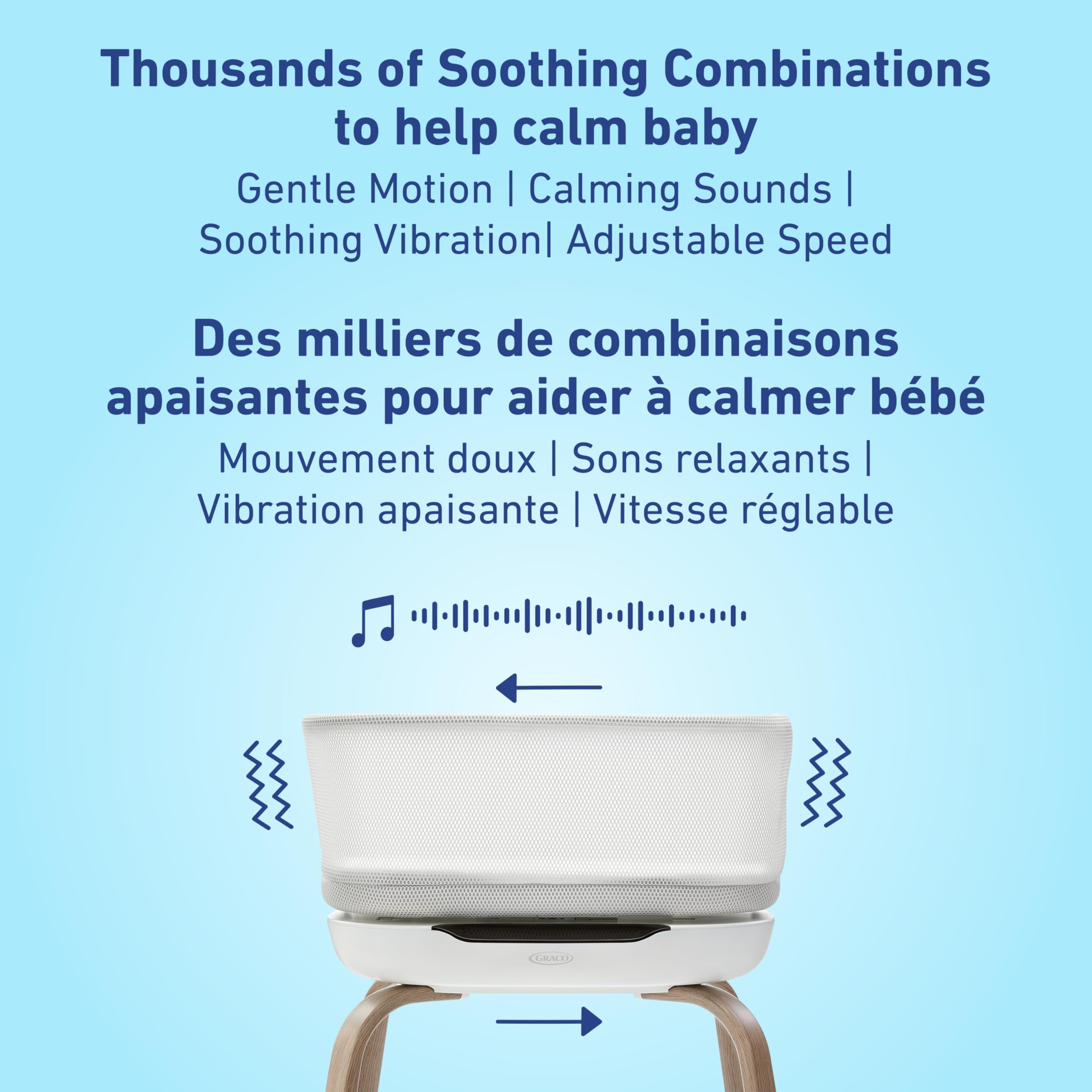 Graco SmartSense Soothing Baby Bassinet & Rocker with Cry Detection Technology, Includes 100% Organic Cotton Sheet, Luna 🍁 All In One Marketplace Canada