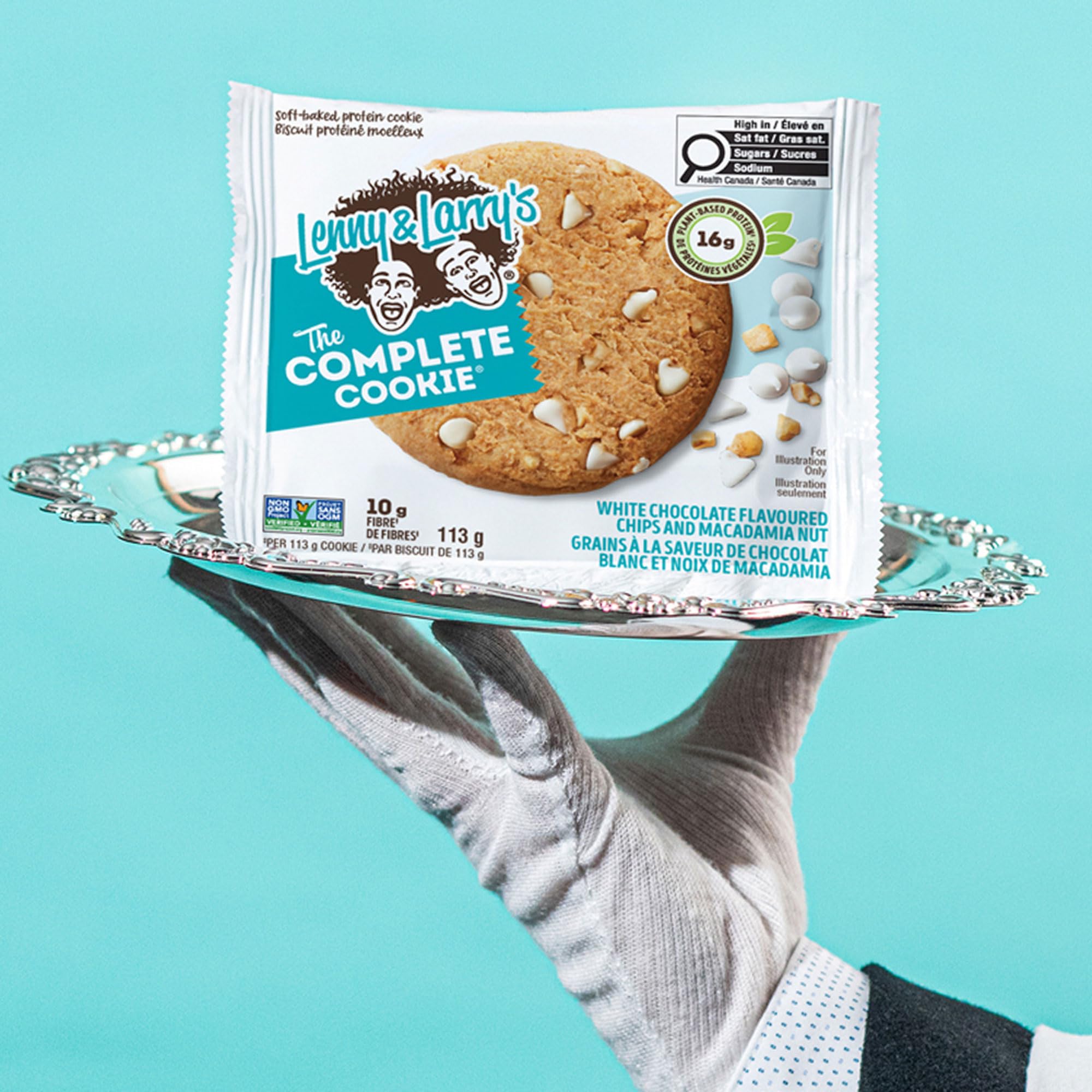 Lenny & Larry's The Complete Cookie – White Chocolate Flavored Macadamia 113g BOX OF 12 – High Protein Snack with 16g Plant Protein – Soft-Baked Low Sugar Cookies High in Fibre, Non-GMO & Vegan 🍁 All In One Marketplace Canada