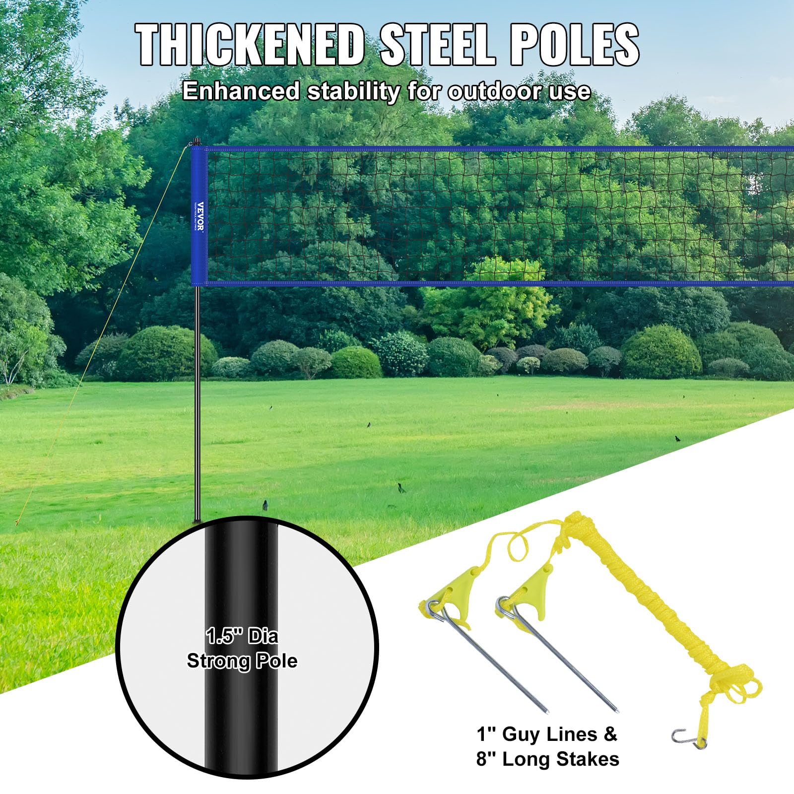 VEVOR Outdoor Portable Volleyball Net System, Adjustable Height Steel Poles, Professional Volleyball Set with PVC Volleyball, Pump, Carrying Bag, Heavy Duty Volleyball Net for Backyard, Beach, Lawn 🍁 All In One Marketplace Canada