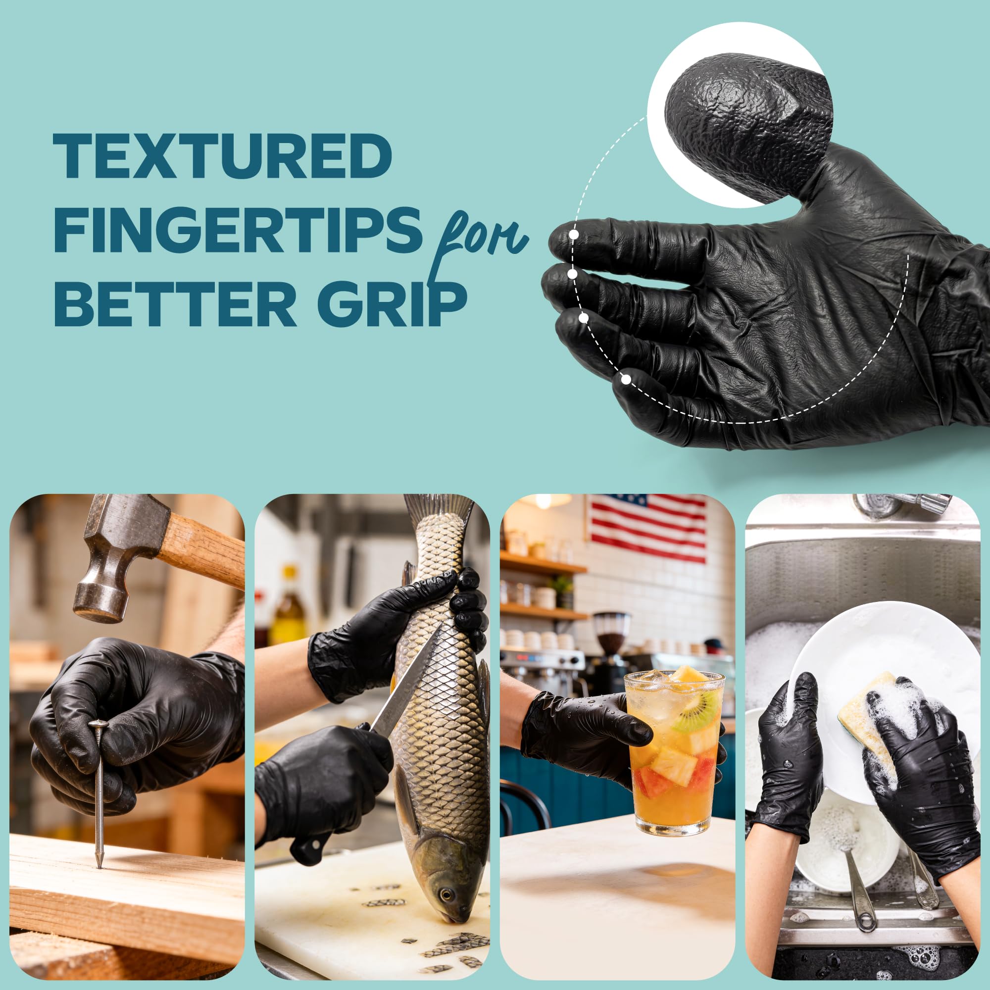 Gusto Black Nitrile Gloves [100 Count] Disposable Heavy Duty 6 Mil - Large 🍁 All In One Marketplace Canada