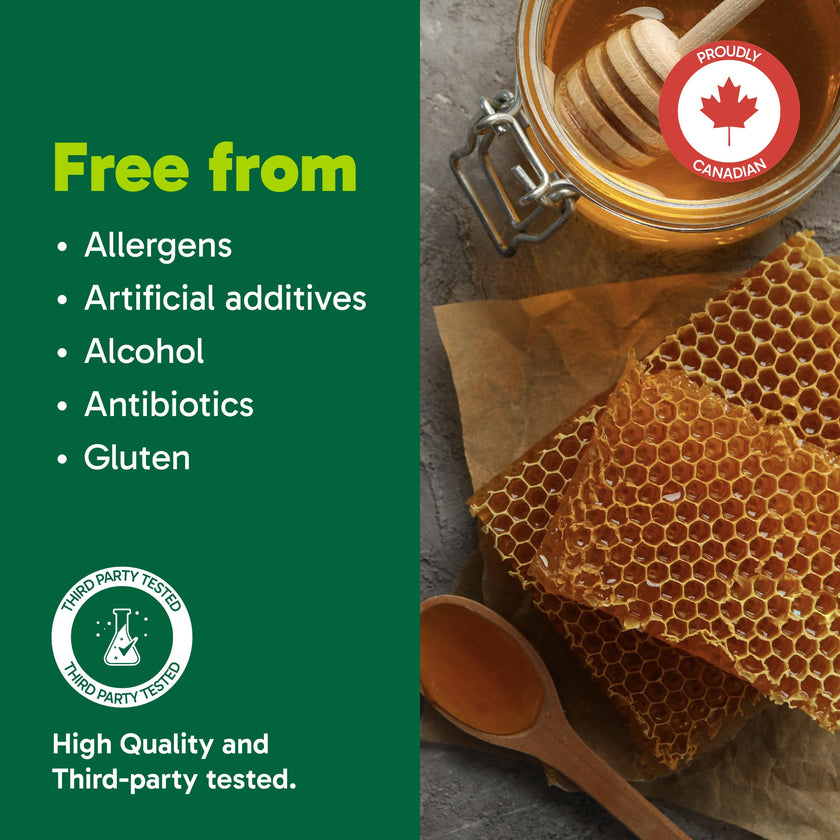 Organika Canadian-Made Bee Propolis Liquid- Natural Immune Support, Sore Throat Relief, Antioxidant, Alcohol-Free- 100 ml 🍁 All In One Marketplace Canada