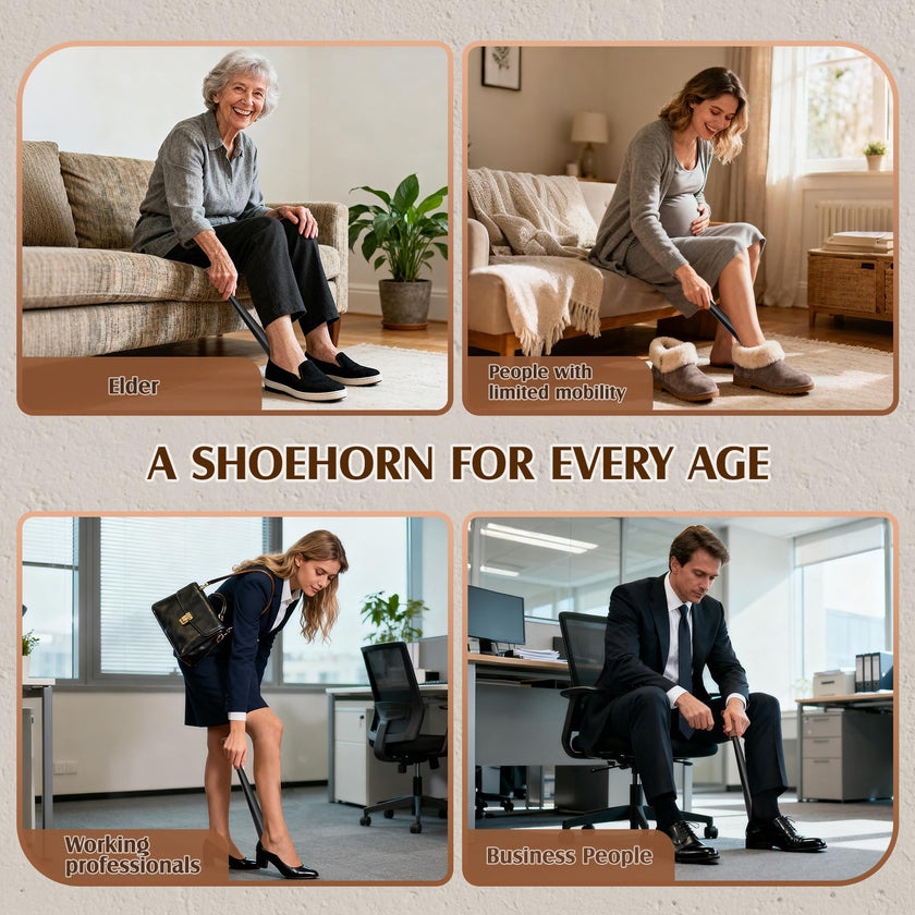 ZOMAKE Shoe Horn Long Handle,Metal Long Shoehorn for Seniors Men Women,16.5