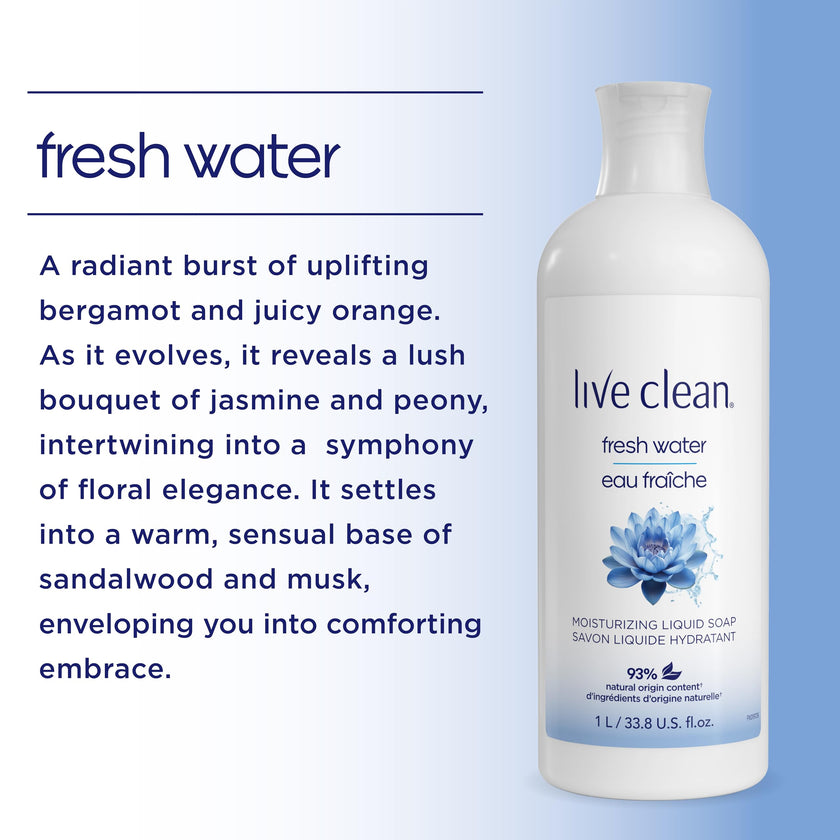 Live Clean Fresh Water Hydrating Liquid Hand Soap Refill, 4 Count 🍁 All In One Marketplace Canada
