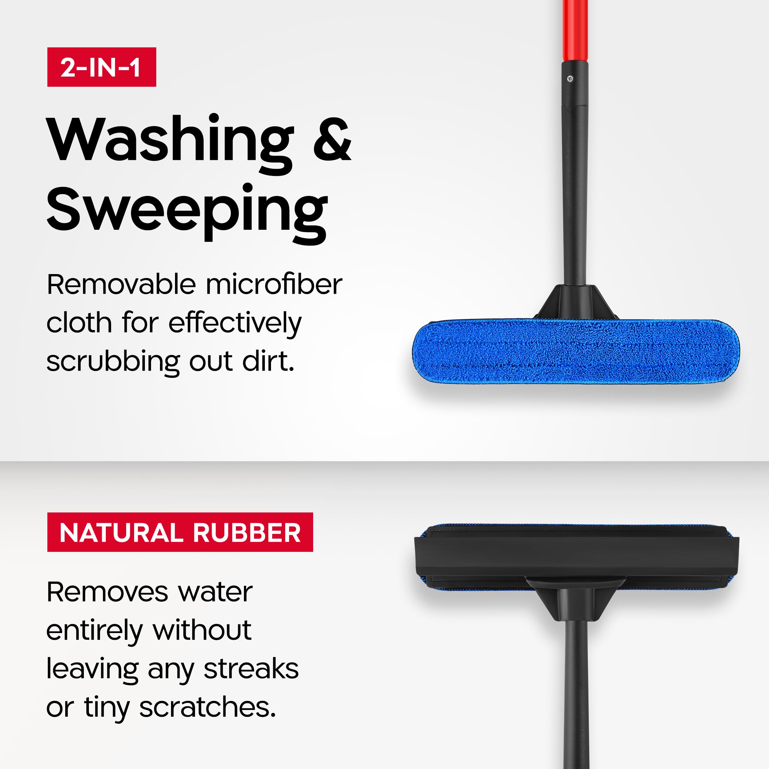 Tyroler 2-in-1 High Window Cleaning Tool | Window Squeegee Extendable with 30-205CM 5 Part Handle | Perfect Window Cleaning & Washing Kit (Black - Rubber) 🍁 All In One Marketplace Canada
