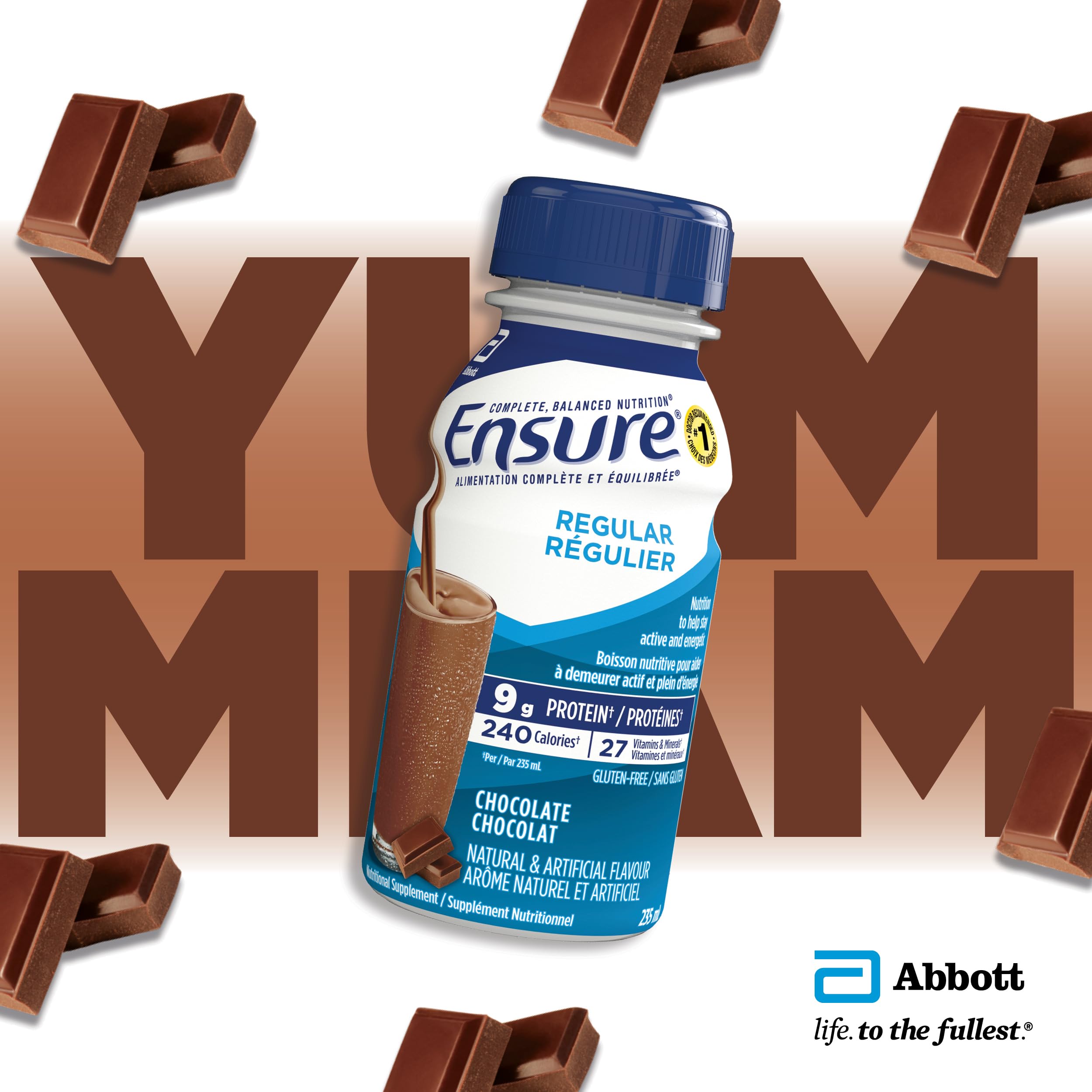 Ensure Regular, Nutritional Supplement Shake Value Pack, Nutrition To Stay Active And Energetic, Chocolate, 24 x 235-mL Bottles 🍁 All In One Marketplace Canada