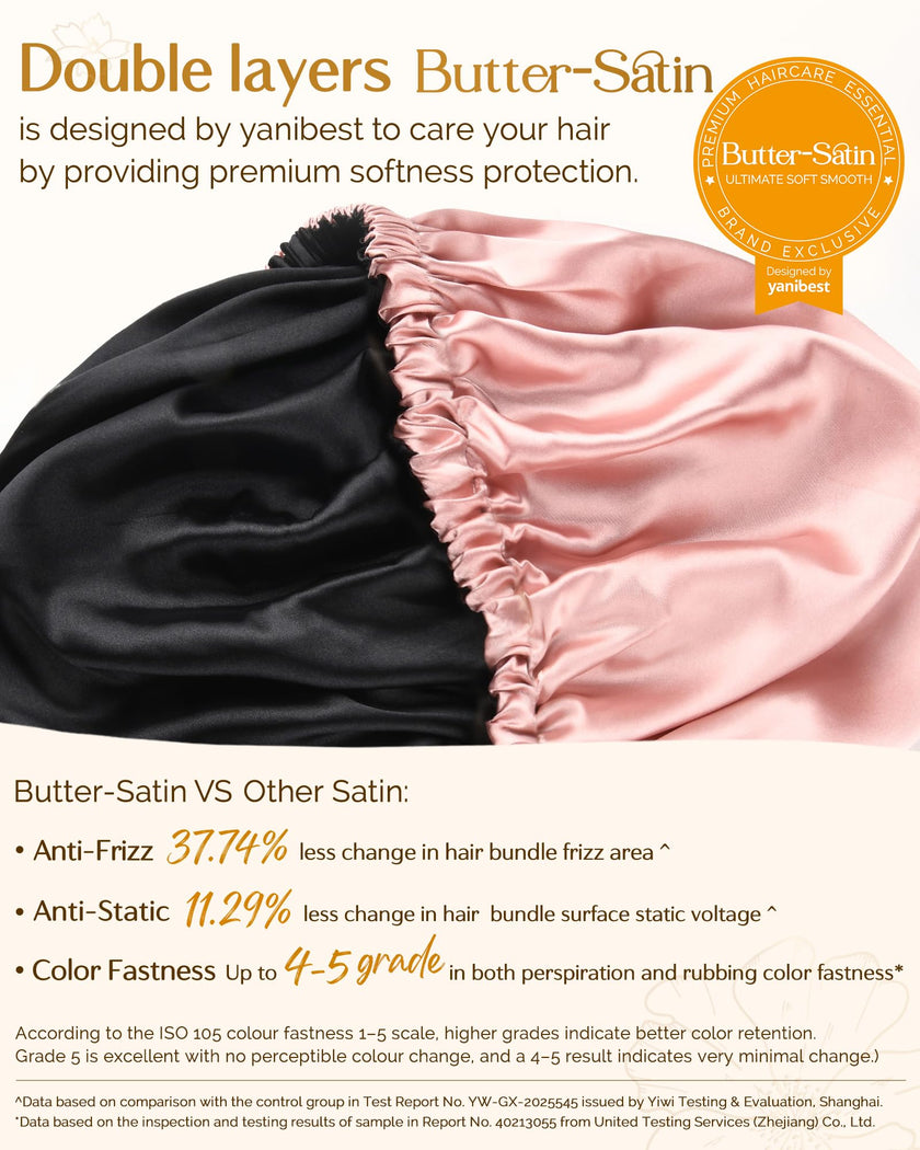 YANIBEST Silk Bonnet Satin Bonnet for Sleeping Women and Men, Adjustable Double Layer Hair Bonnet for Curly Hair Pink 🍁 All In One Marketplace Canada