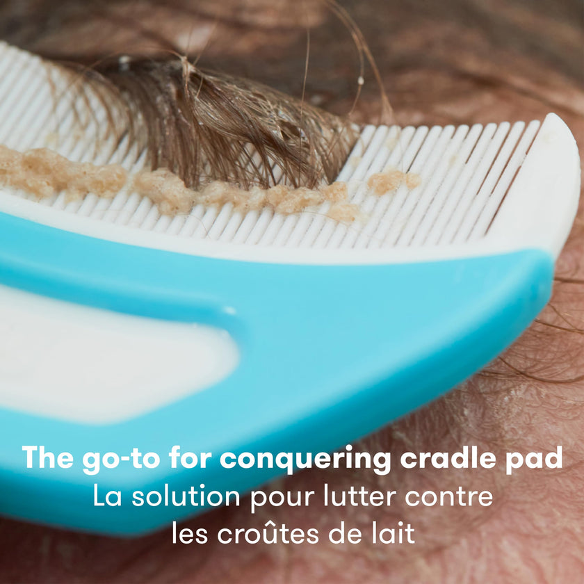 Frida Baby The 3-Step Cradle Cap System Kit & Cradle Cap Treatment, DermaFrida The FlakeFixer, Sponge, Brush, Comb and Storage Stand for Babies with Cradle Cap, White-Blue 🍁 All In One Marketplace Canada
