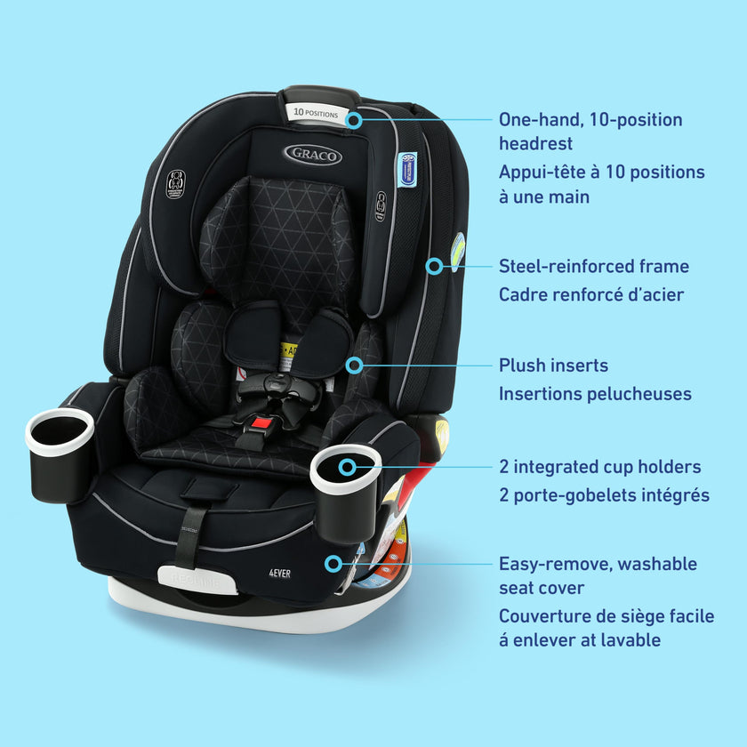 Graco 4Ever All-in-One Convertible Car Seat, 4-in-1 Baby to Big Kid Car Seat from 1.8-54 kg (4-120 lb), ProtectPlus Engineered, Drew 🍁 All In One Marketplace Canada