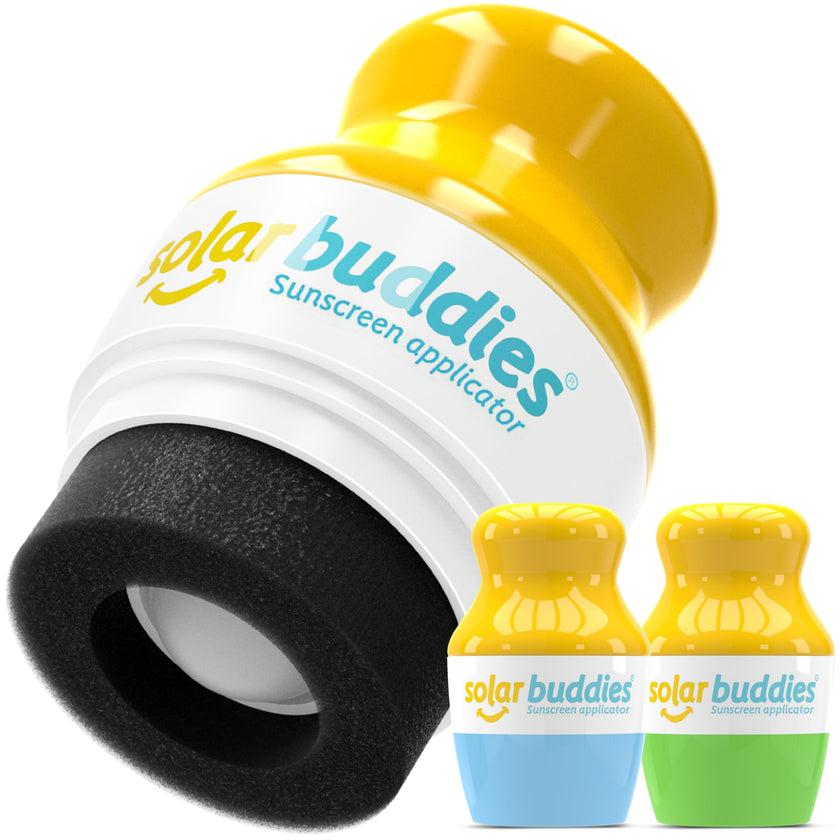 Solar Buddies Sunscreen Applicator - Green & Blue Duo - Refillable Roll on Sponge Sunscreen, Suncream & Lotion Applicator For Kids, Adults & Families - Holds 100ml, Perfect Size for Travel 🍁 All In One Marketplace Canada