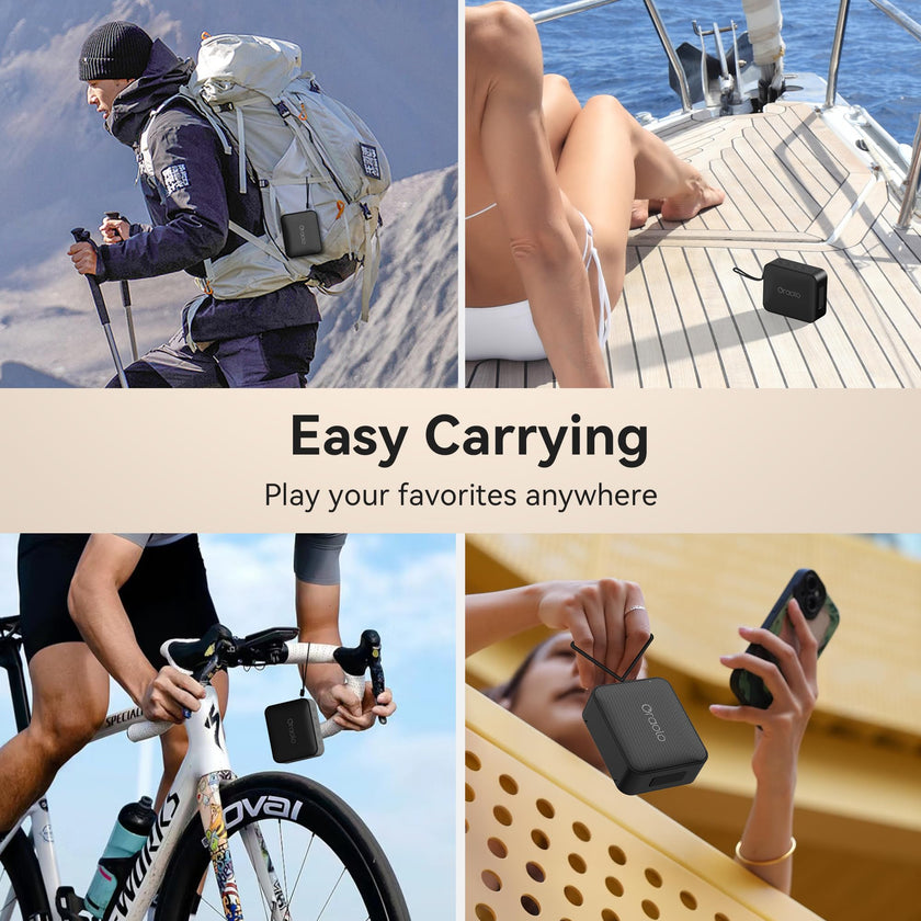 Oraolo Bluetooth Speaker, IPX7 Waterproof Portable Bluetooth Speaker with Stereo Sound, Bluetooth 5.4, Support AUX/TF Card, TWS Pairing,Small Wireless Speaker for Home, Shower, Outdoors, Travel Black 🍁 All In One Marketplace Canada